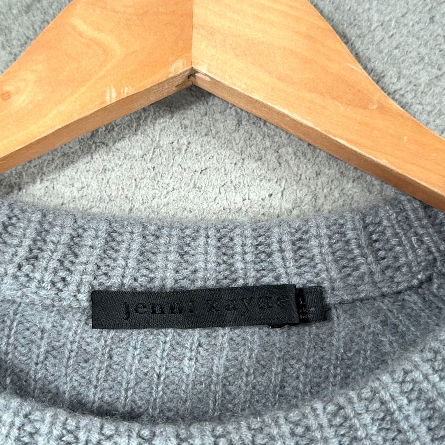 Vintage Jenni Kayne 100% Cashmere Fisherman Sweater Womens Large Gray Mock Neck Pullover Size L / US 10 / IT 46 - 3 Thumbnail