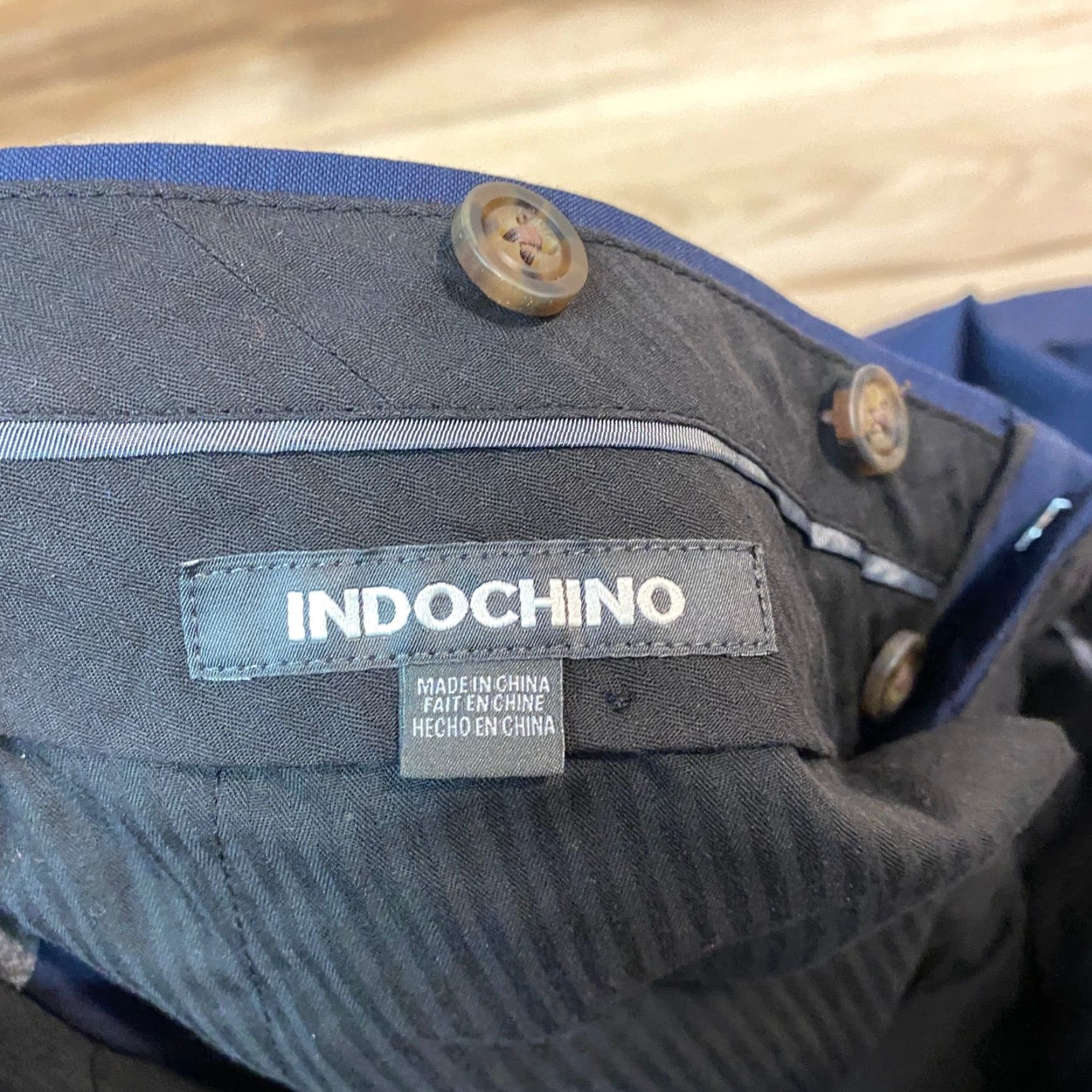 Vintage Indochino Dress Pants Men 34x33 Newbury Navy Blue Wool Trousers Slim Flat Front Business Formal Wedding Size US 34 / EU 50 - 2 Thumbnail