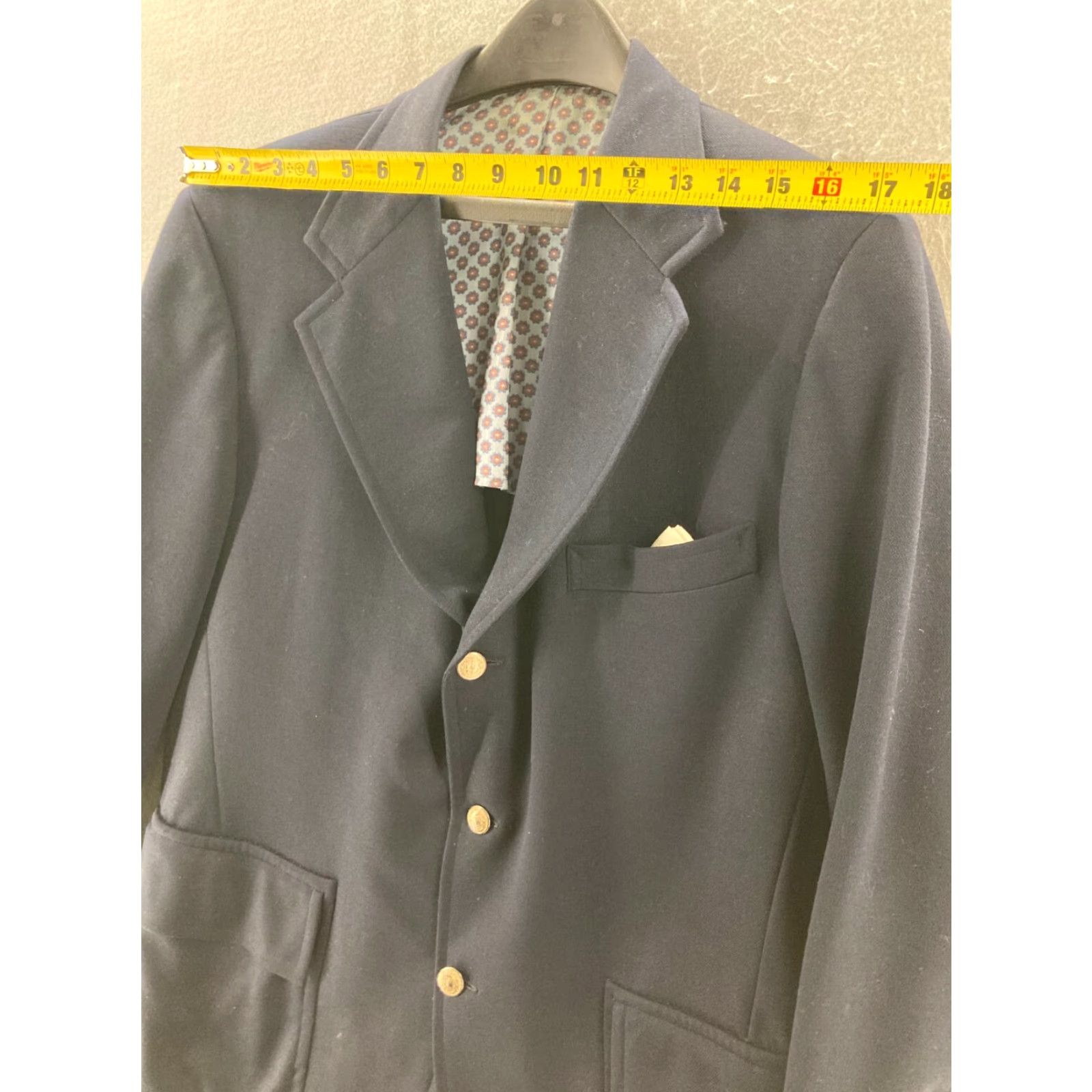 Vintage Vintage Country Squire Men’s Blazer Jacket Long 40 Navy Solid 3-Button Fall Winter Summer Spring Size 40R - 5 Thumbnail