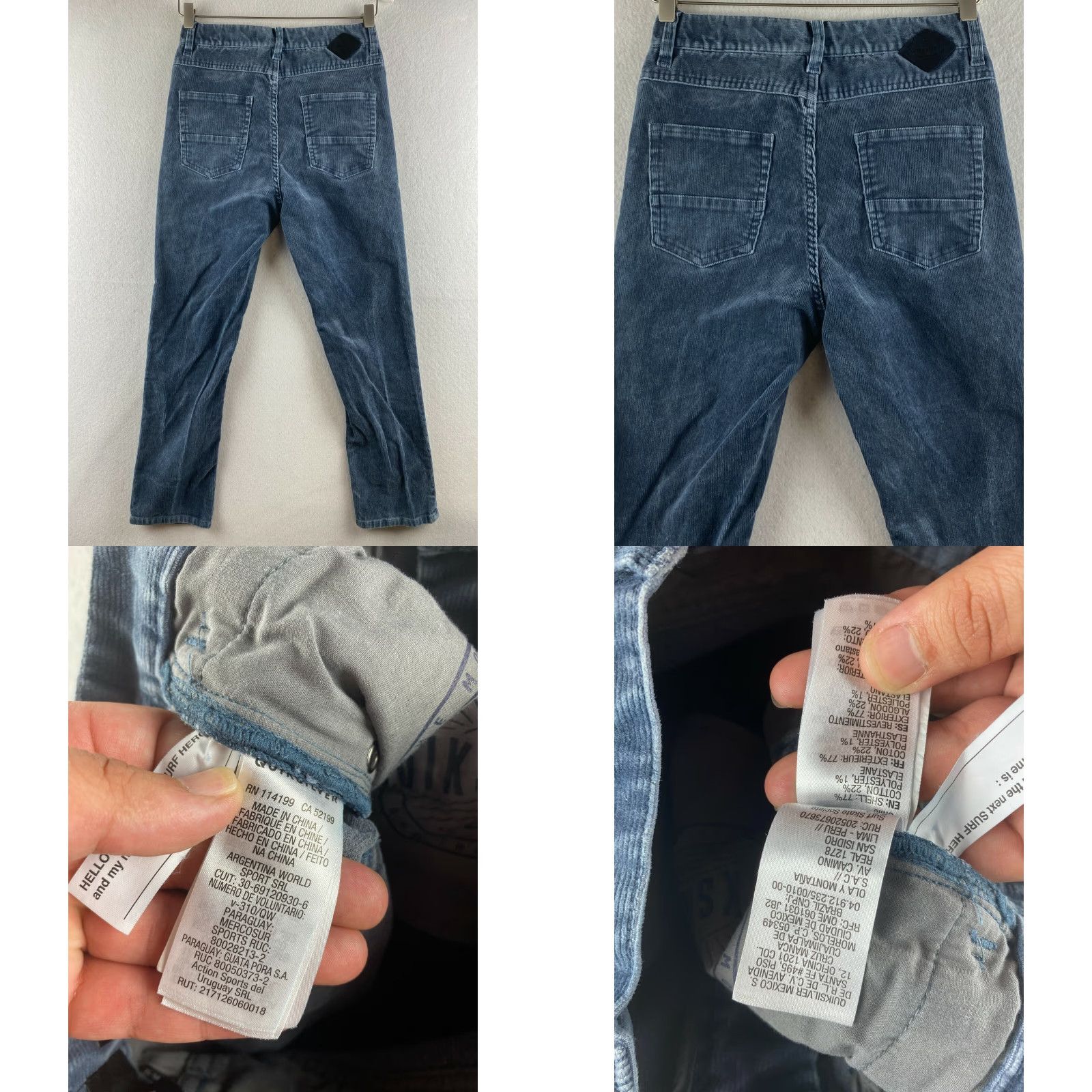 Quiksilver Quiksilver Pants Mens 26 Blue Corduroy Straight Tapered Fit Dark Wash Casual Jeans Chino Size 26 Mens Blue Corduroy Straight Leg 25 In Inseam Size US 26 / EU 42 - 8 Thumbnail