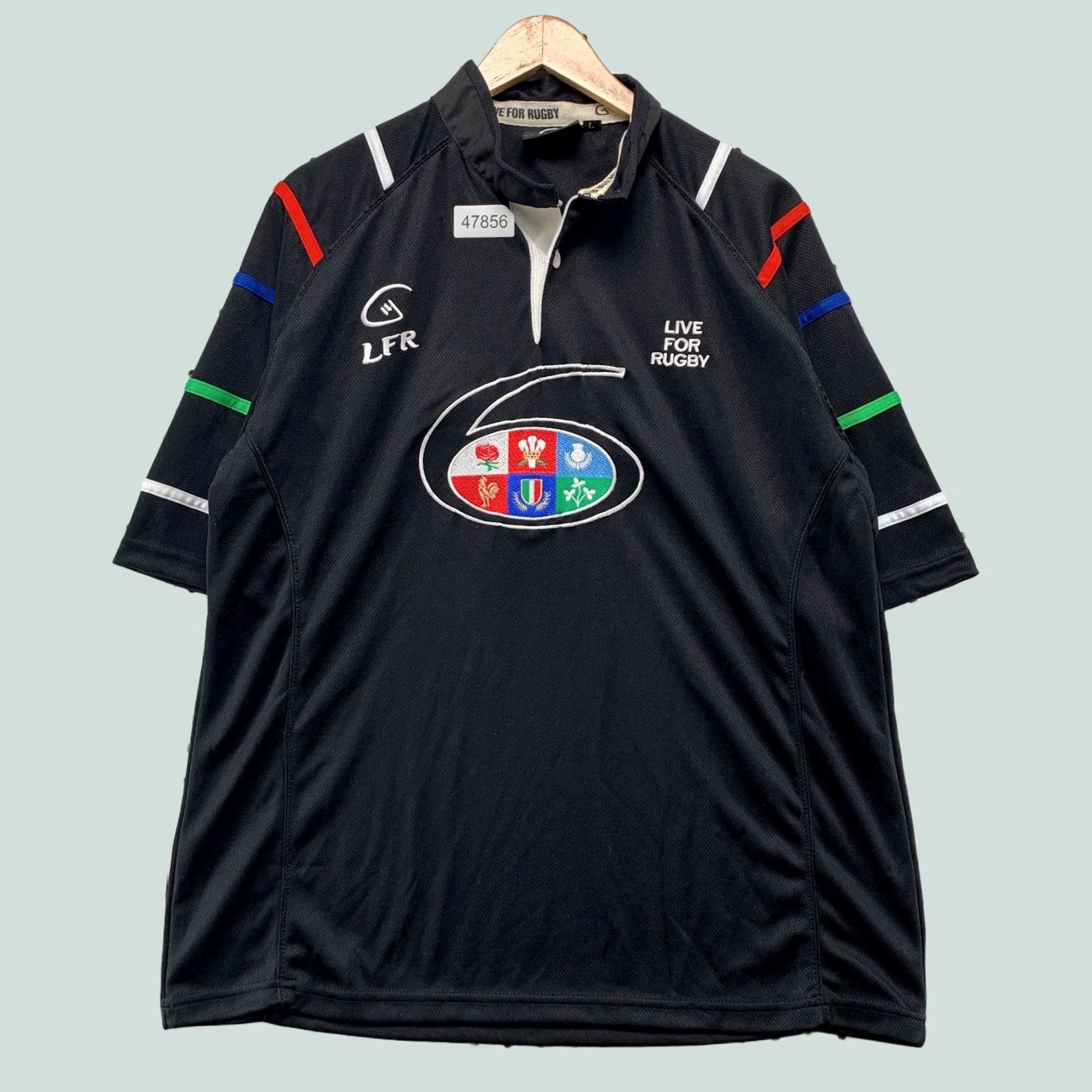 Vintage VINTAGE Live For Rugby Polo Shirt Men L Black 6 Nation Embroidered Short Sleeve Size US L / EU 52-54 / 3 - 1 Thumbnail
