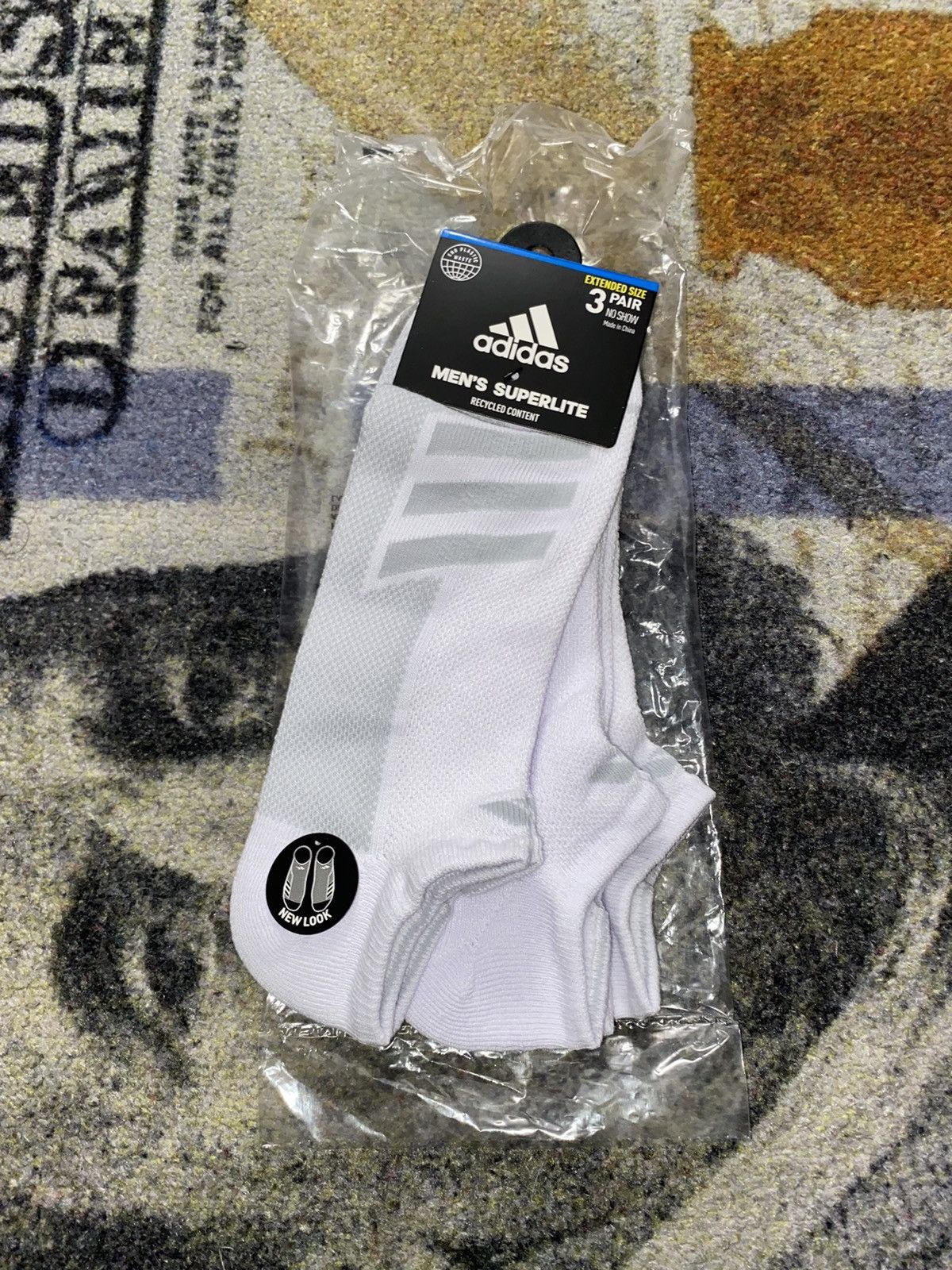 Adidas Adidas Superlite Stripe No-Shoe Socks (3 PAIRS) XLARGE Size ONE SIZE - 1 Thumbnail