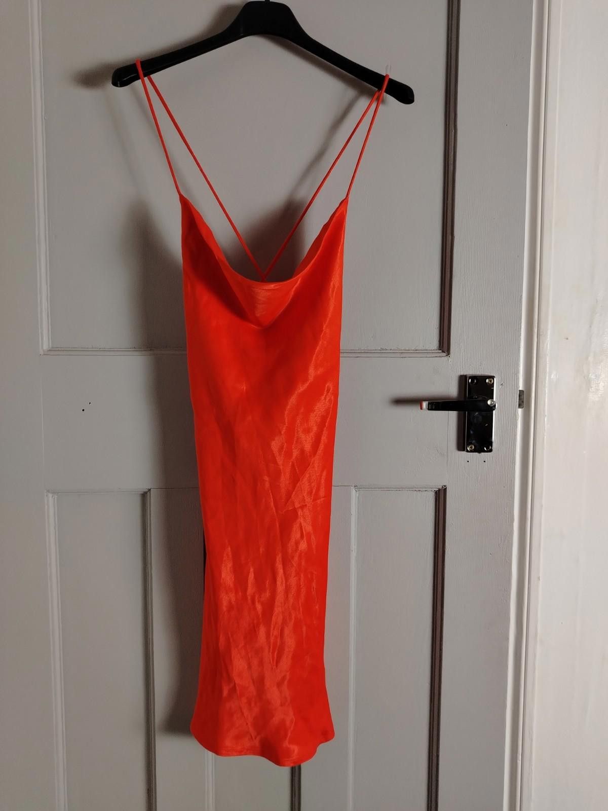 Zara Zara Red Satin Slip Dress UK8 NWT Cowl Neck Mini Dress Size S / US 4 / IT 40 - 2 Thumbnail