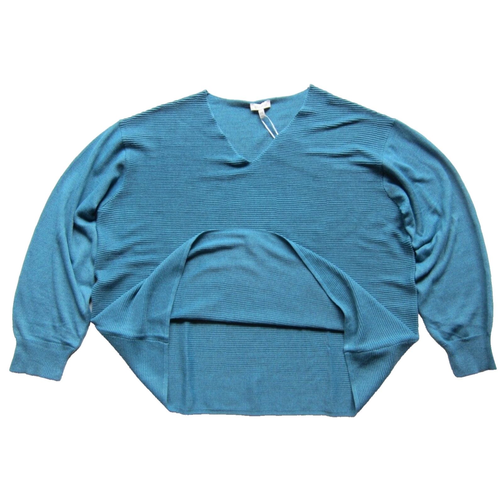 Vintage NWT Ella Moss Blue Ribbed V-Neck Long Sleeve Pullover Tunic Sweater XXL Size XXL / US 16-18 / IT 52-54 - 5 Thumbnail