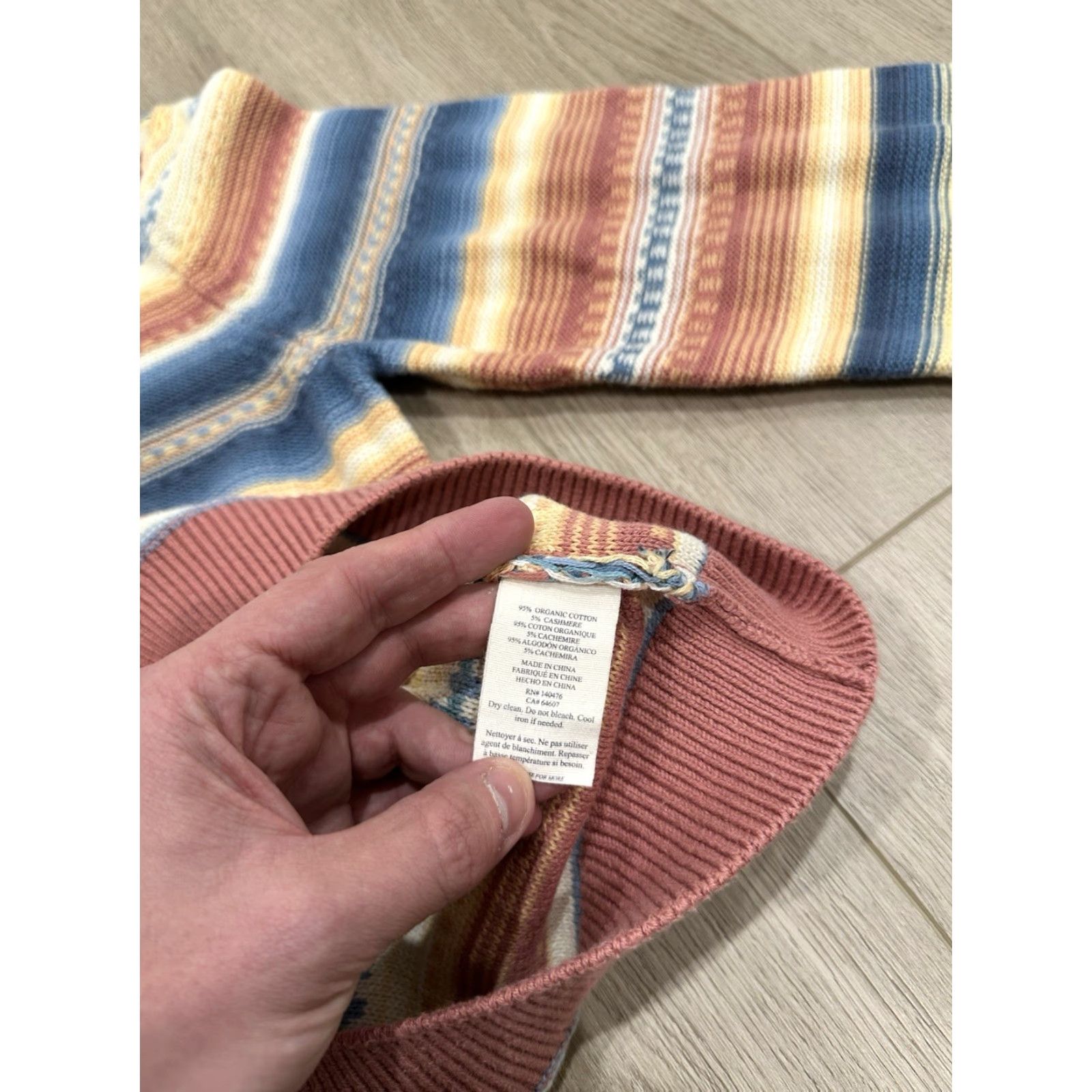 Faherty Faherty Stripe Crewneck Sweater Red Basin Ombré Men’s L Unisex Cotton - Cashmere Pullover Knit Long Sleeve Size US L / EU 52-54 / 3 - 6 Thumbnail