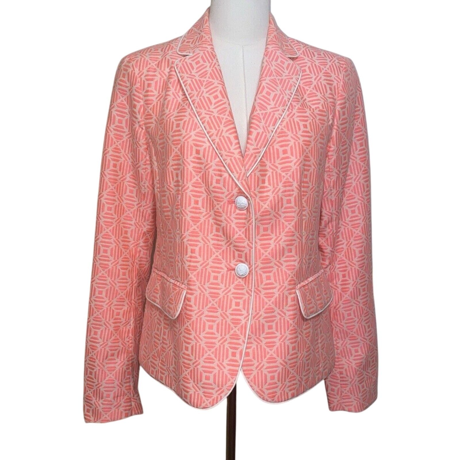 Gap Gap Academy Blazer Jacket Sz 6 Neon Pink White Geometric Size M / US 6-8 / IT 42-44 - 1 Thumbnail