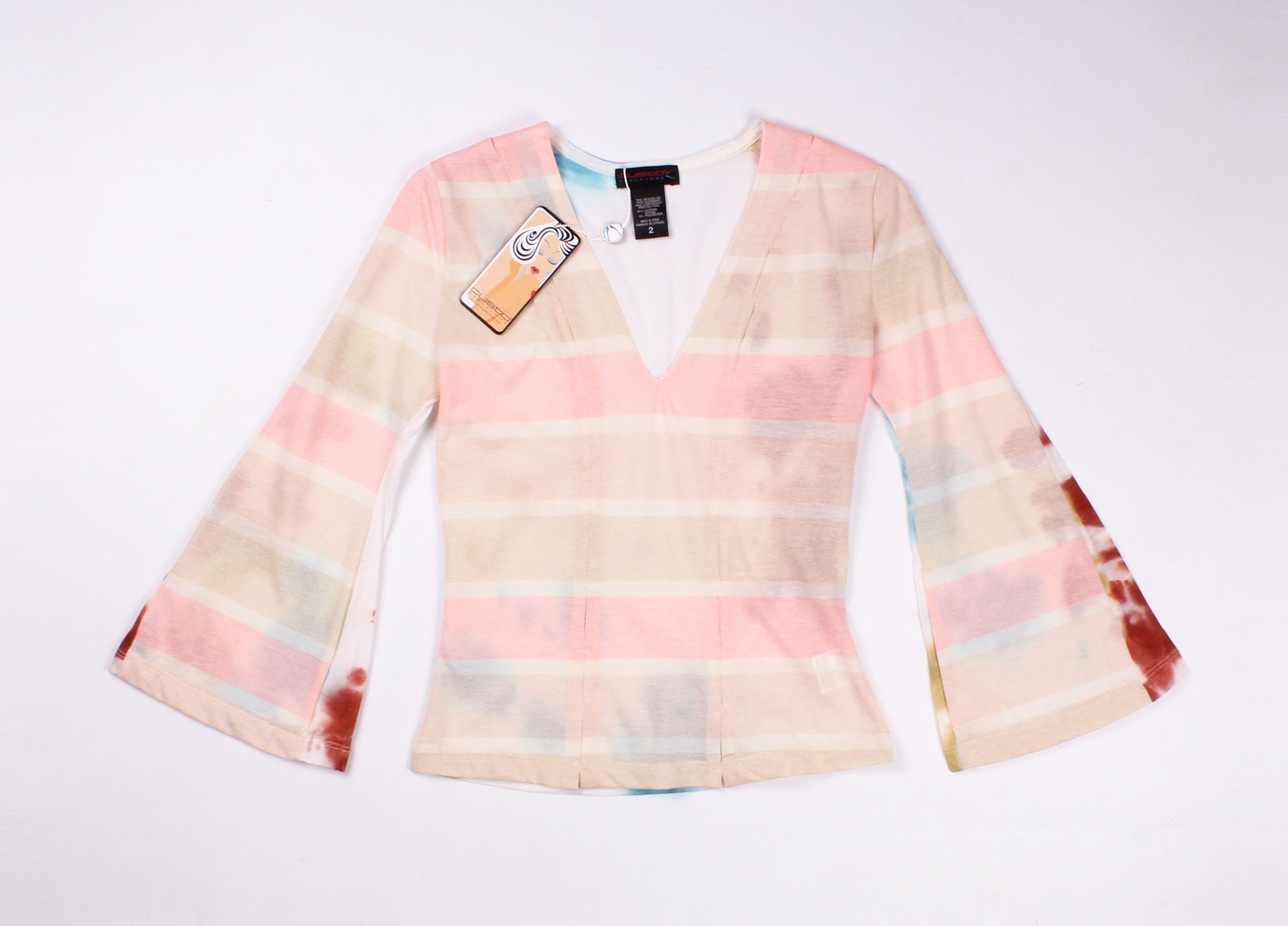 Custo Barcelona × Vintage Vintage Custo Barcelona Fairy Tie Dye Y2K V-Neck Top Size S / US 4 / IT 40 - 1 Thumbnail