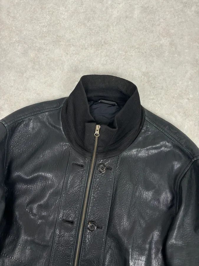Yves Saint Laurent 2000s Yves Saint Laurent Black Leather Logo Bomber Jacket Size US L / EU 52-54 / 3 - 4 Thumbnail
