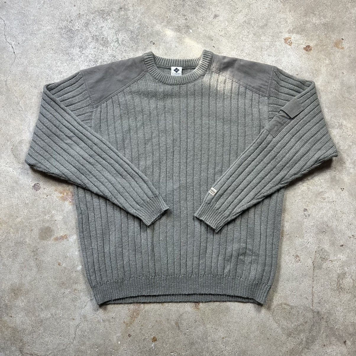 Columbia Vintage 90s Olive Military Green Columbia Wool Knit Sweater Size US L / EU 52-54 / 3 - 1 Thumbnail