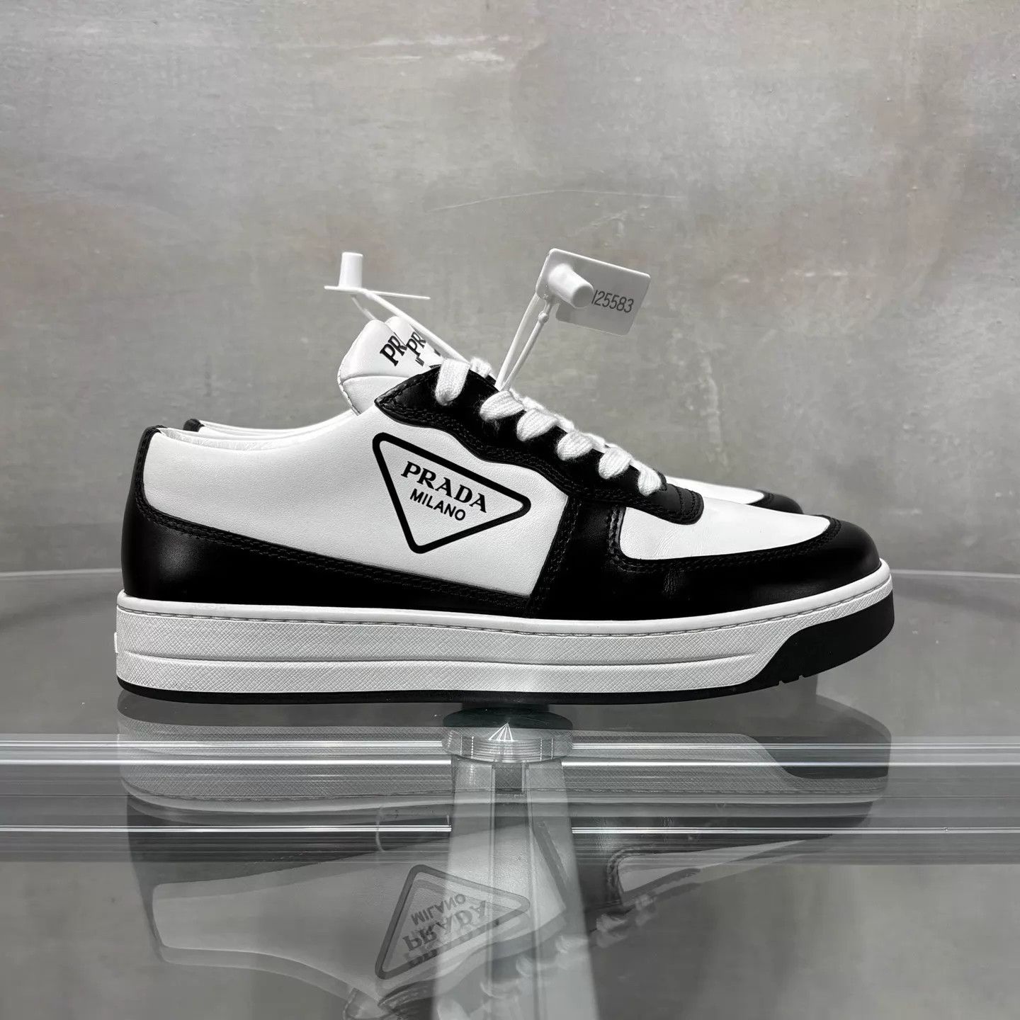 Prada Prada Triangle Logo Black/White Sneakers 35 New Worn Once Size US 4.5 / IT 34.5 - 4 Thumbnail