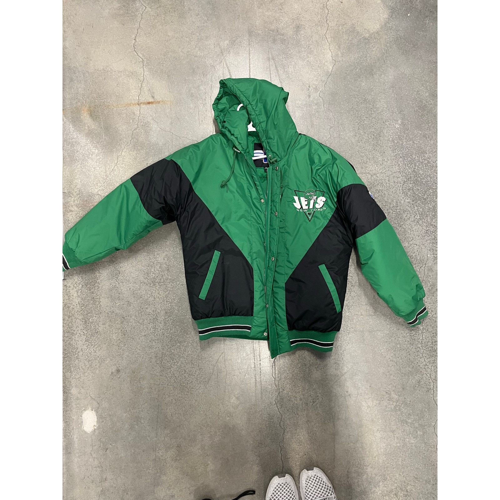 Vtg New York Jets Logo 7 Puffer Winter Jacket medium