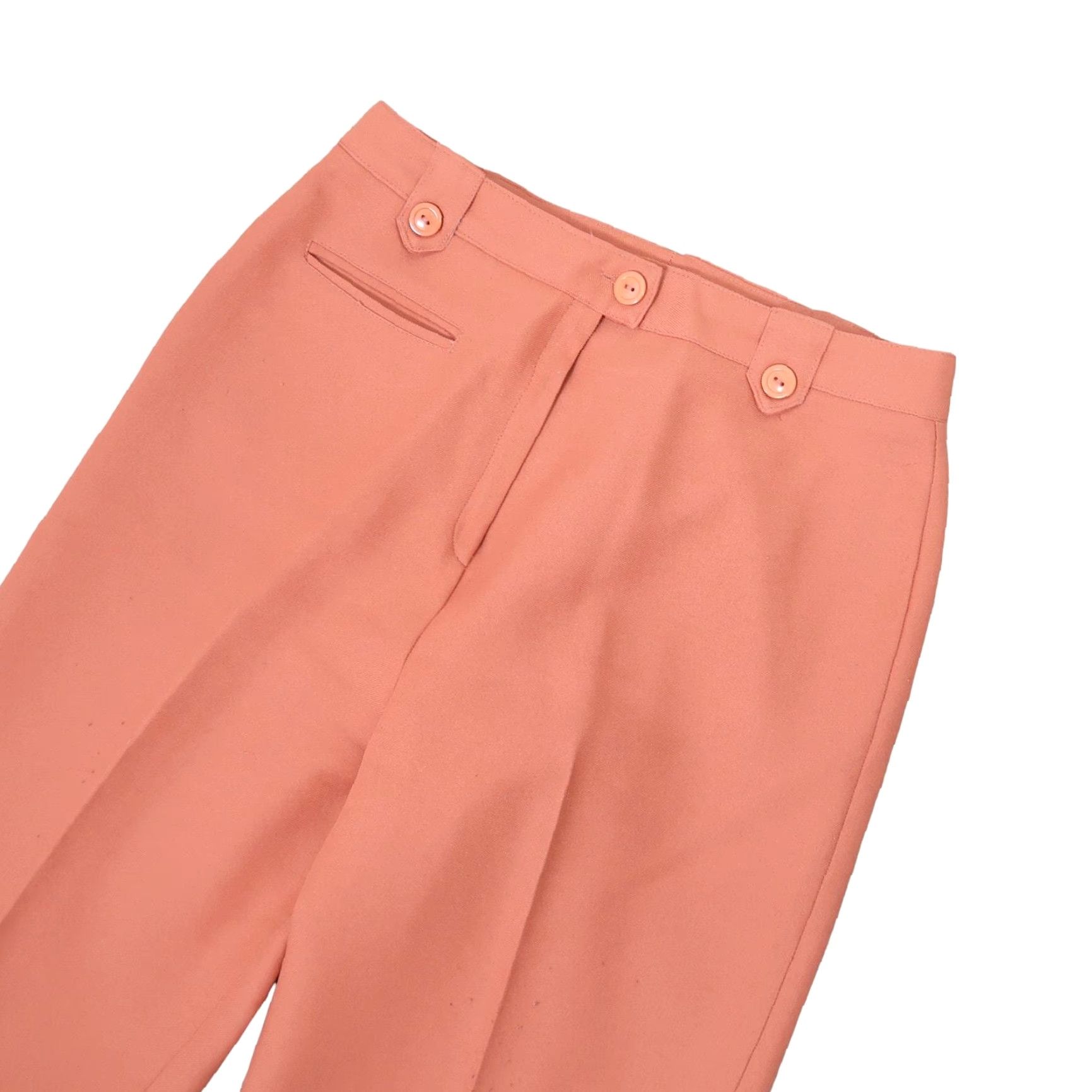 Vintage VINTAGE Hippie 70s tan orange high rise wide straight leg pants 14 Womens Casual Workwear Polyester Inseam 28" waist 29" Rise 14" Size 29" - 2 Thumbnail