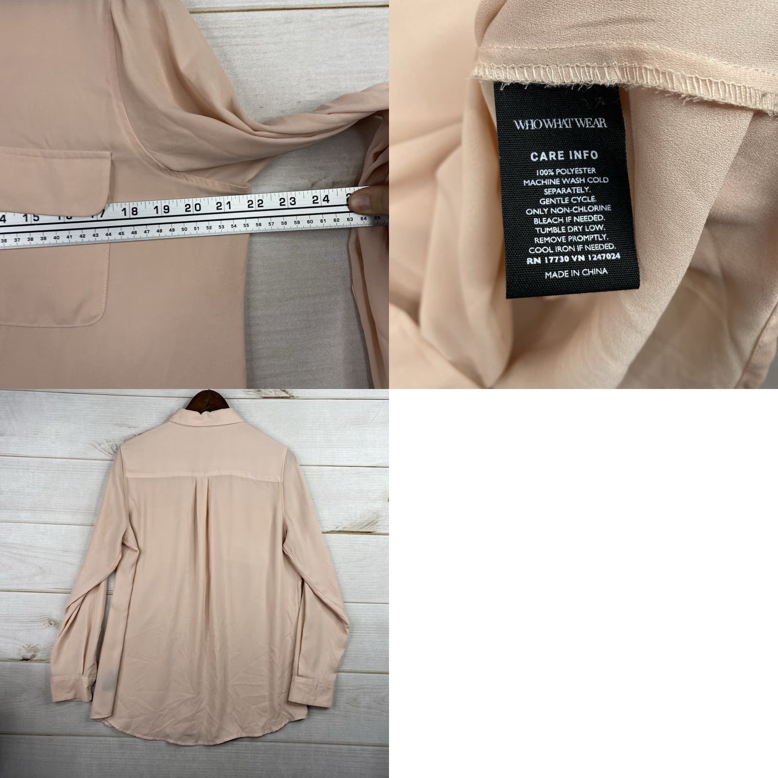 Pinko WHO WHAT WEAR Button-Up Shirt Womens L Peachy Pink Long Sleeve Chambray Casual Shirt Size L / US 10 / IT 46 - 8 Thumbnail