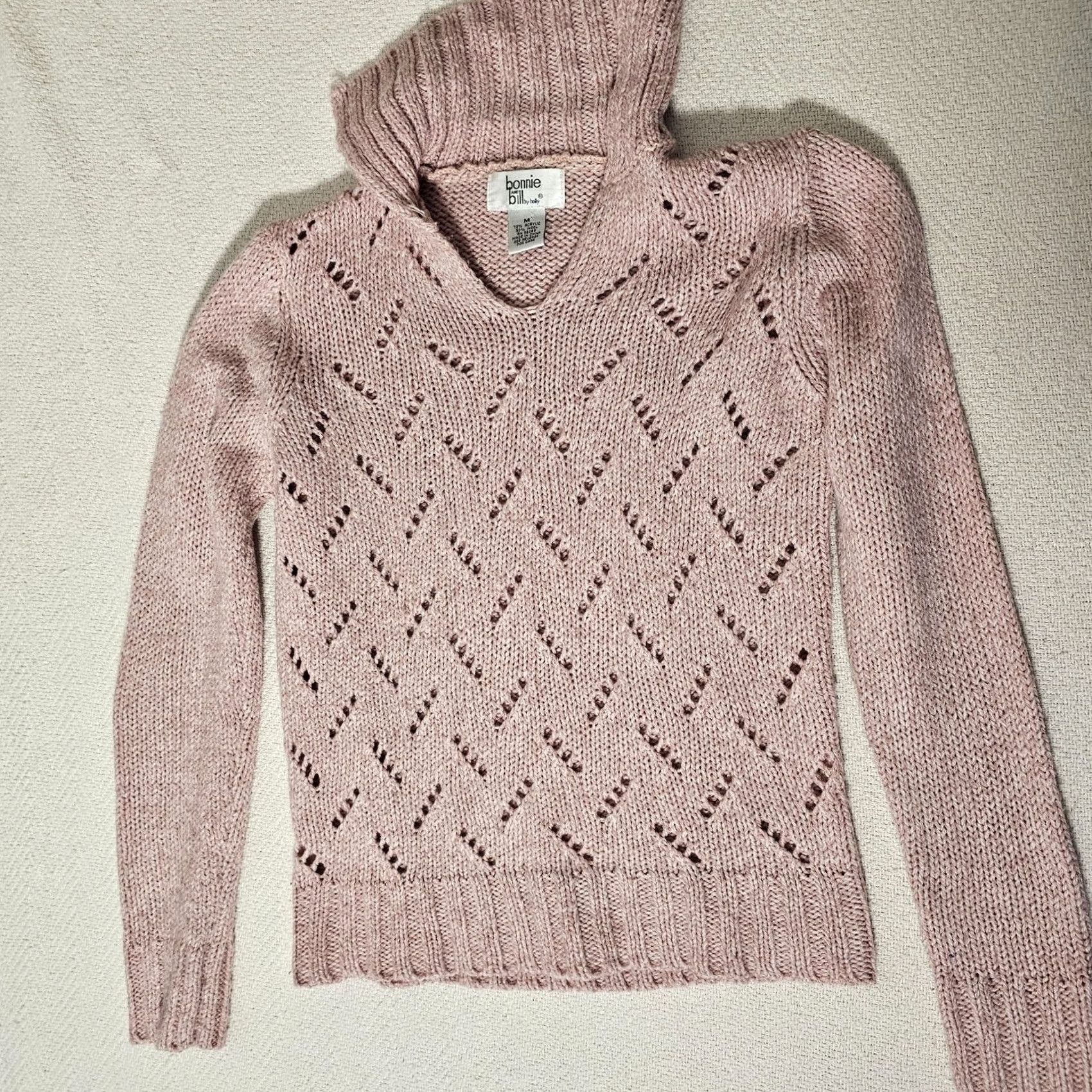 Vintage VINTAGE Bonnie and Bill Sweater Shirt Knit Open-V Neck Pink Wool Blend M Womens Size M / US 6-8 / IT 42-44 - 5 Thumbnail