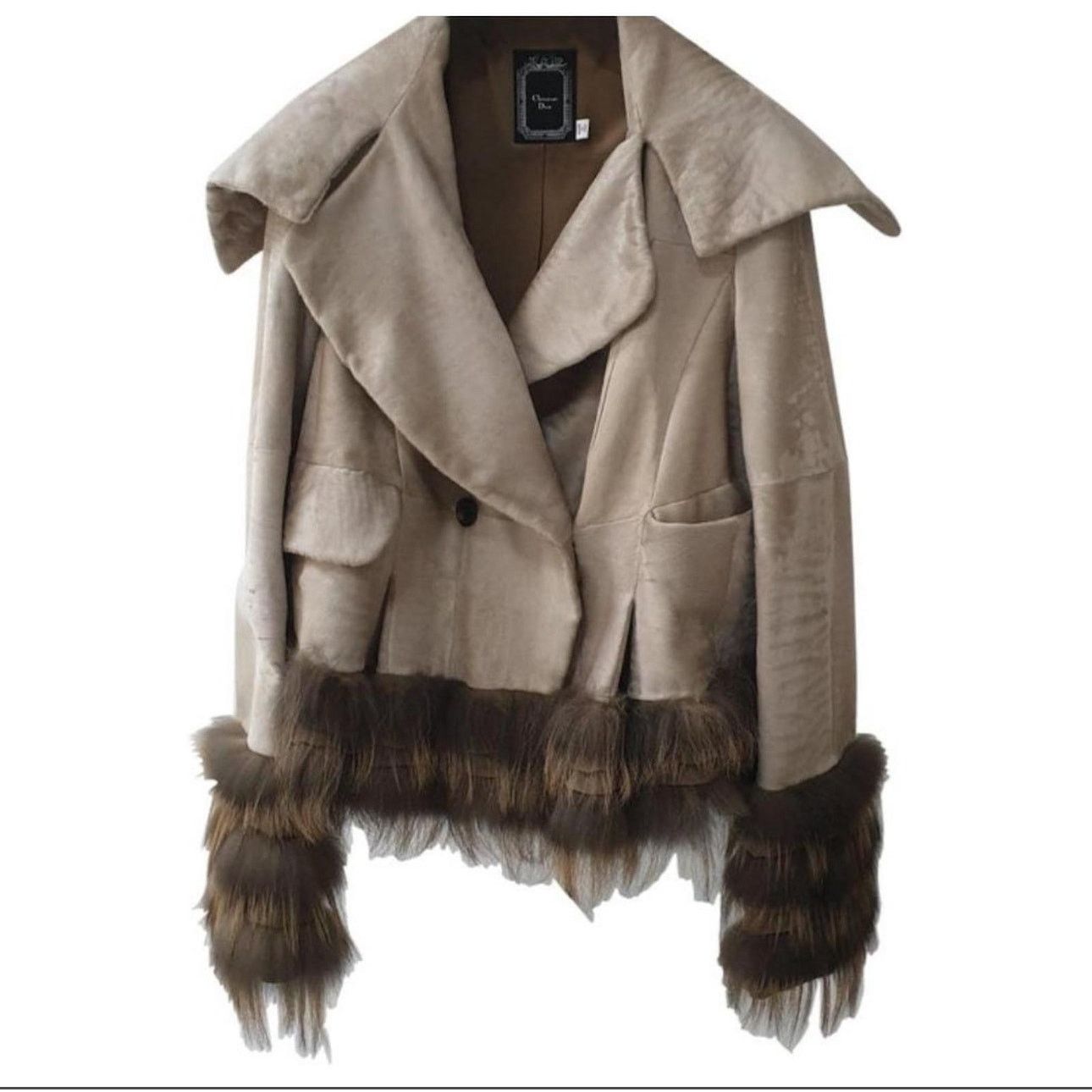 Dior Christian Dior Beige Leather Fox Trimmed Jacket Sz.36 Size XS / US 0-2 / IT 36-38 - 2 Thumbnail