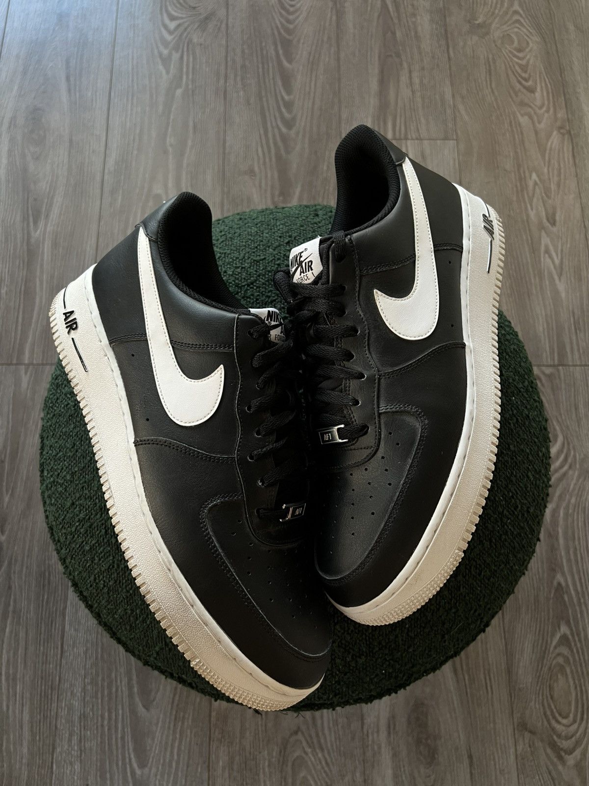 Nike ‼️Nike Air Force 1 ‘07 AN20 Black Leather White Logo Sneakers Size US 13 / EU 46 - 5 Thumbnail