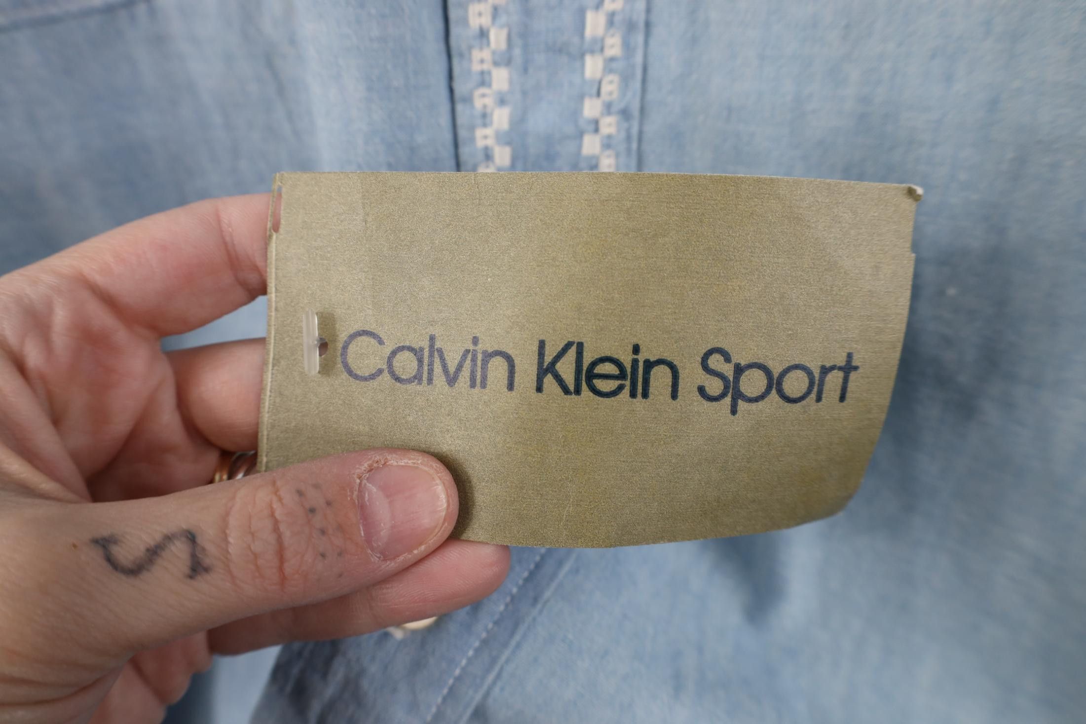 Calvin Klein Deadstock Vtg 90s Calvin Klein Chambray Work Collared Shirt Size US L / EU 52-54 / 3 - 4 Thumbnail
