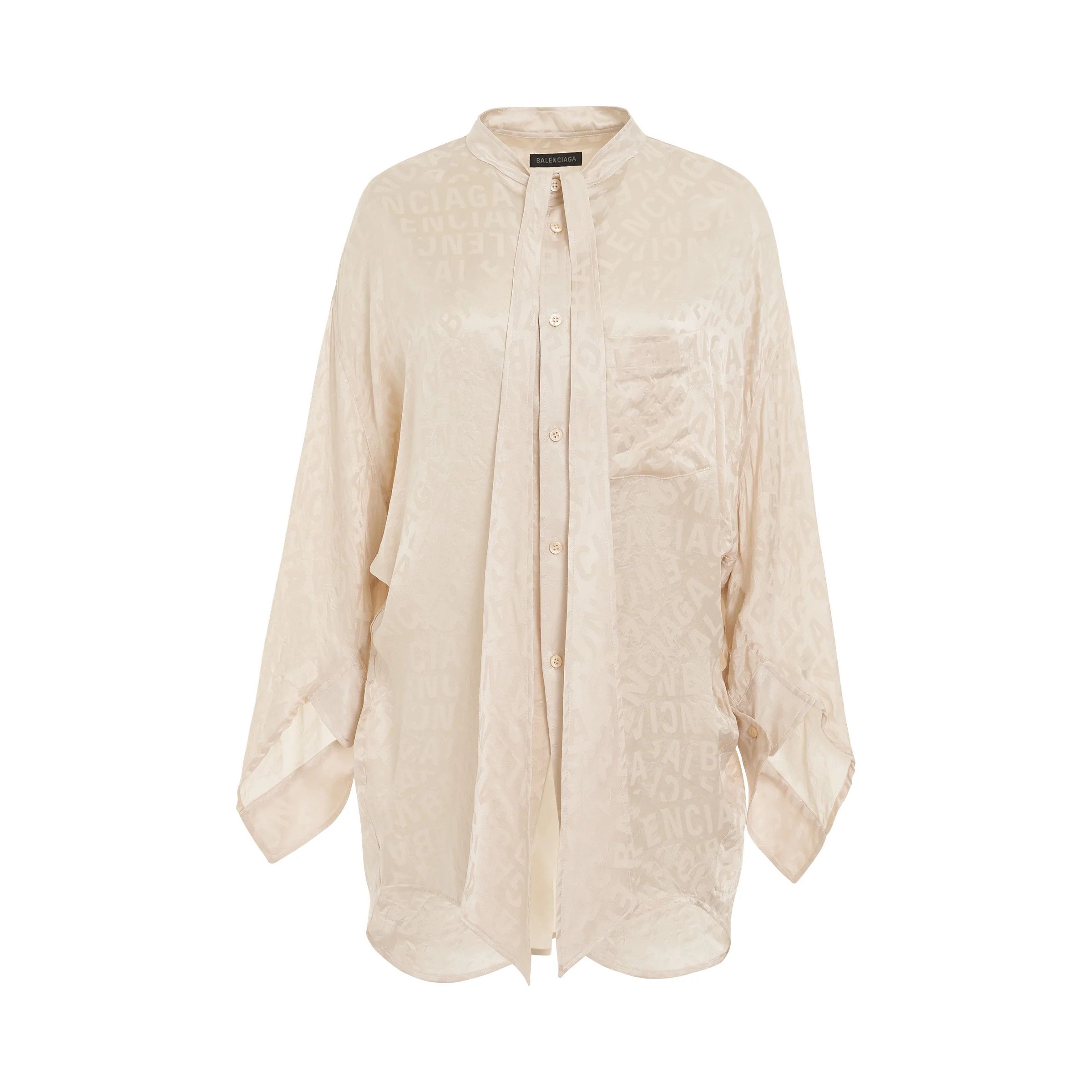 Balenciaga o1bcso1str1124 Twisted Swing Blouse in Dusty Ivory Size S / US 4 / IT 40 - 1 Thumbnail