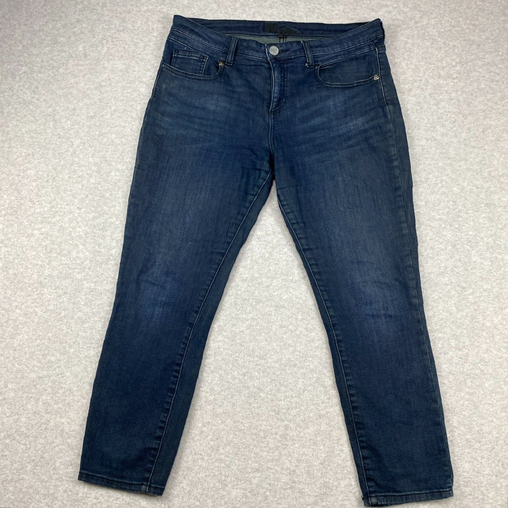 Vintage Kut From the Kloth Jeans Womens 10 Blue Cropped Mid-Rise Dark Wash Distressed Size 32" / US 10 / IT 46 - 2 Thumbnail
