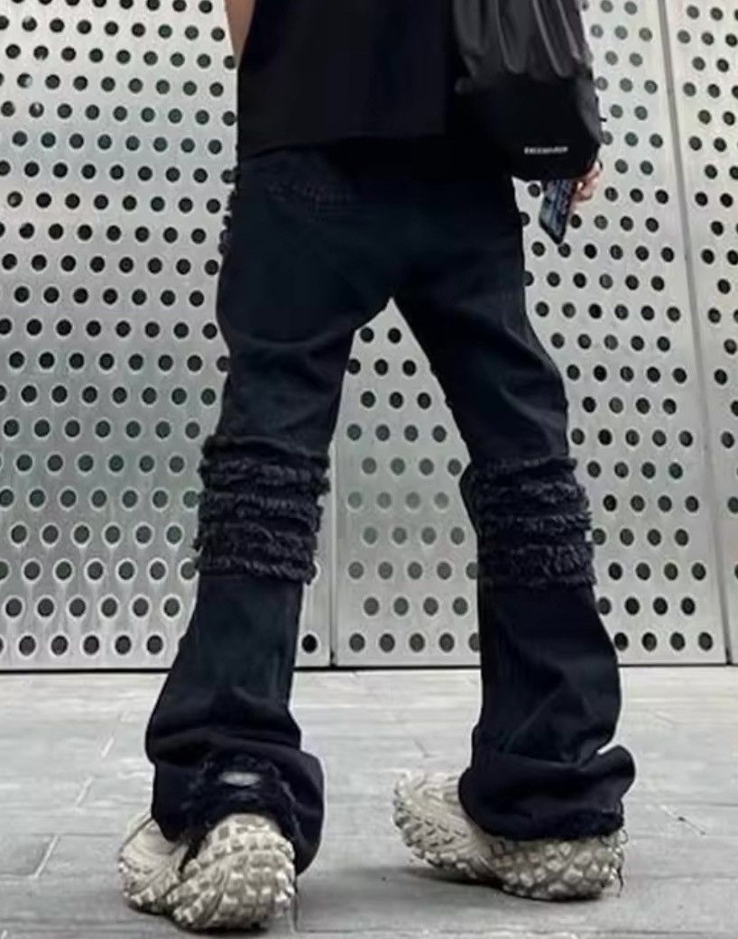 Japanese Brand × Jean High Street Frayed Tassel Black Flare Jeans Size US 32 / EU 48 - 8 Thumbnail