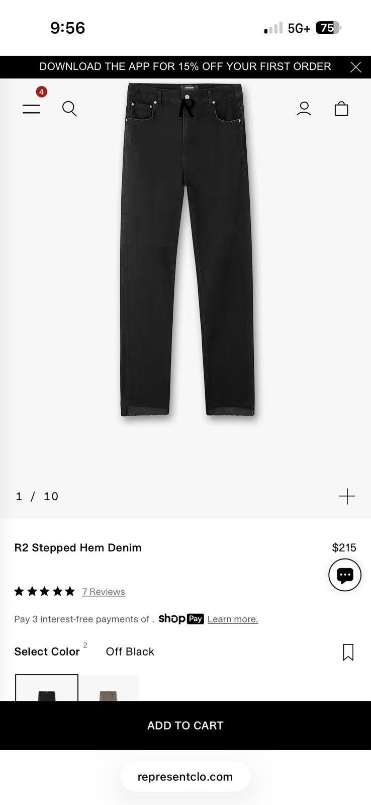 Represent Clo. Represent R2 Stepped Hem Denim - Off Black - 38 / Off Black Size US 38 / EU 54 - 5 Thumbnail