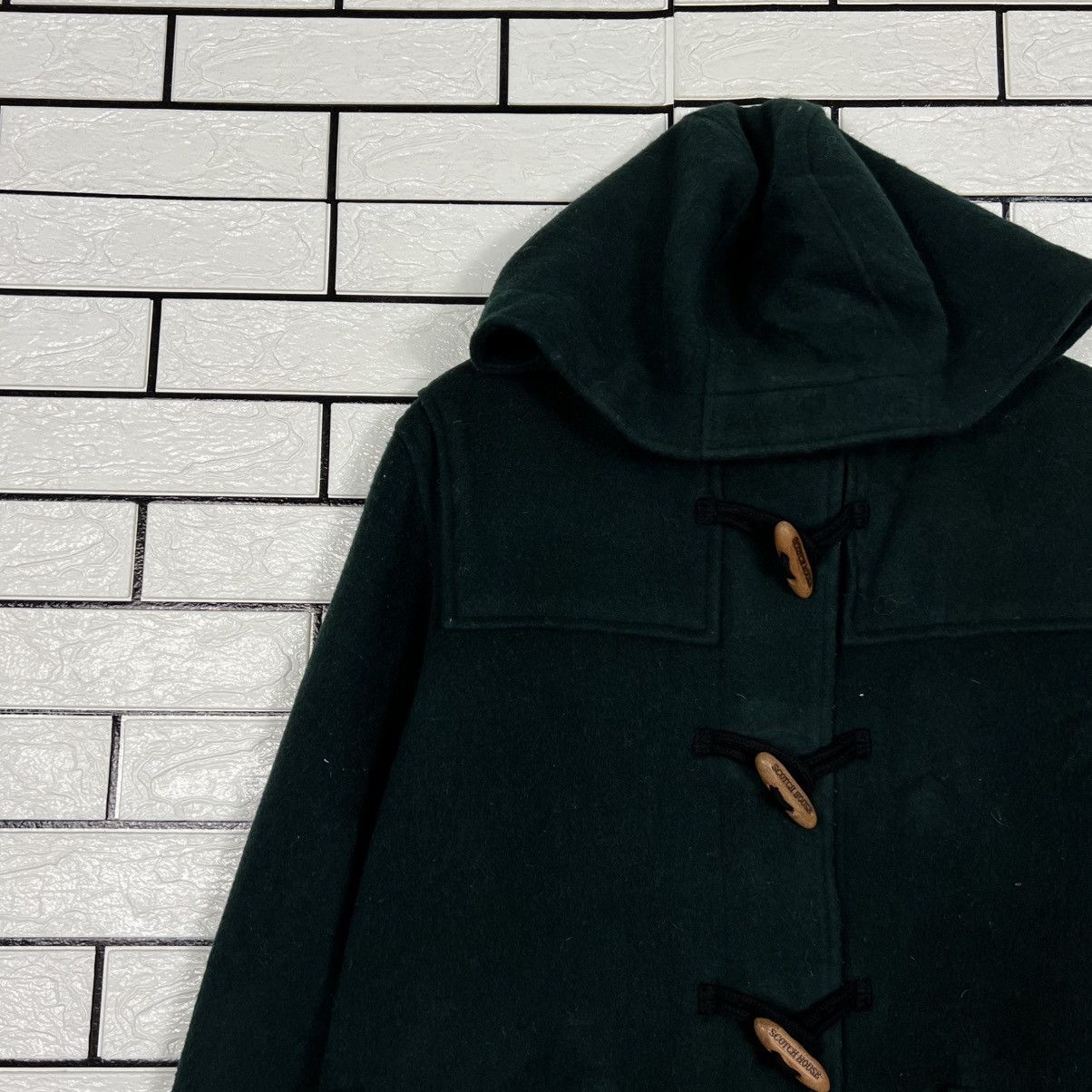 Vintage THE SCOTCH HOUSE Green Hooded Duffle Coat #4140-C189 Size US L / EU 52-54 / 3 - 3 Thumbnail