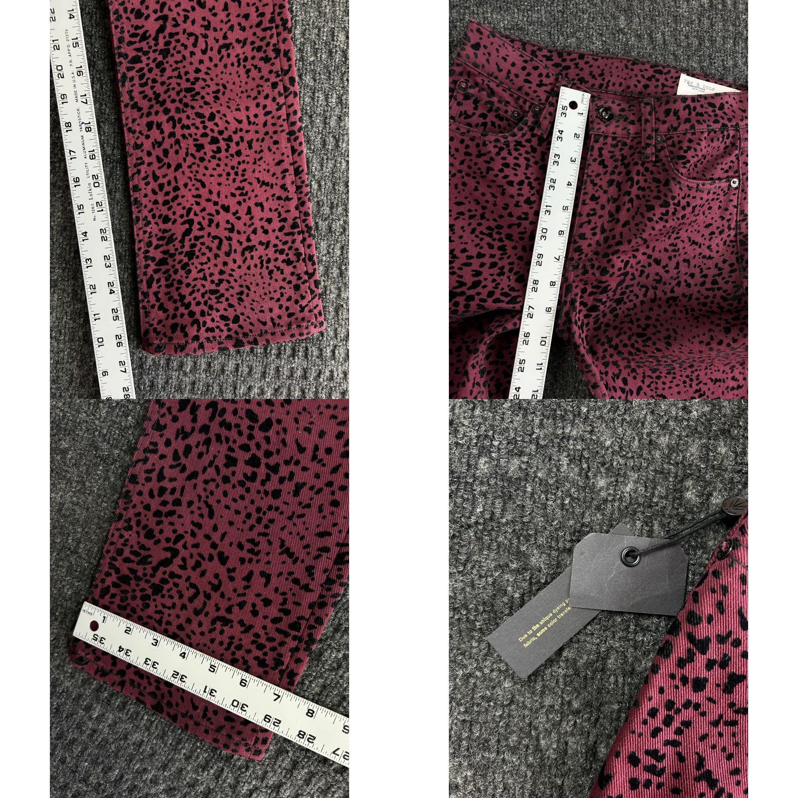Rag & Bone VINTAGE Rag & Bone Burgundy Cheetah Hana Jeans Animal Leopard Print Flare 23 NEW Size 40" / US 18 - 8 Thumbnail