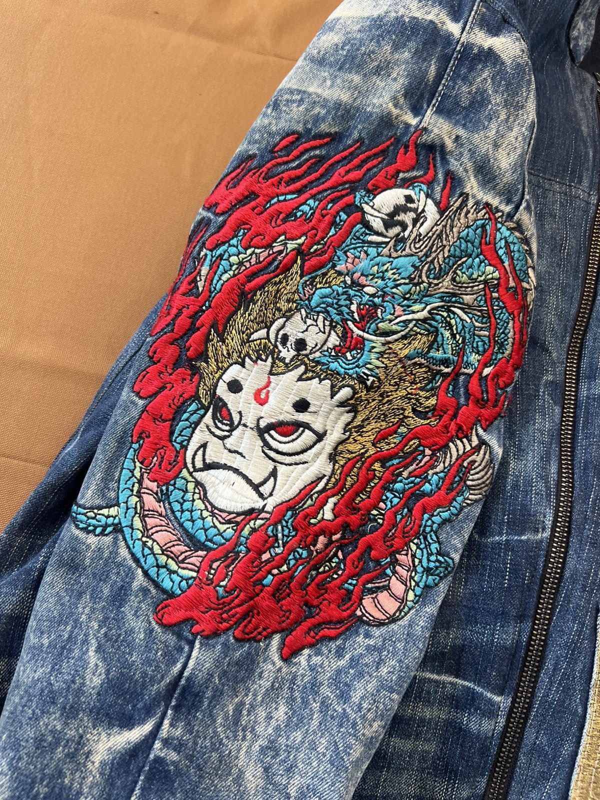 Japanese Brand × Vintage Vintage 1 0f 1 custom Japanese embroidery denim jacket - s Size US S / EU 44-46 / 1 - 5 Thumbnail