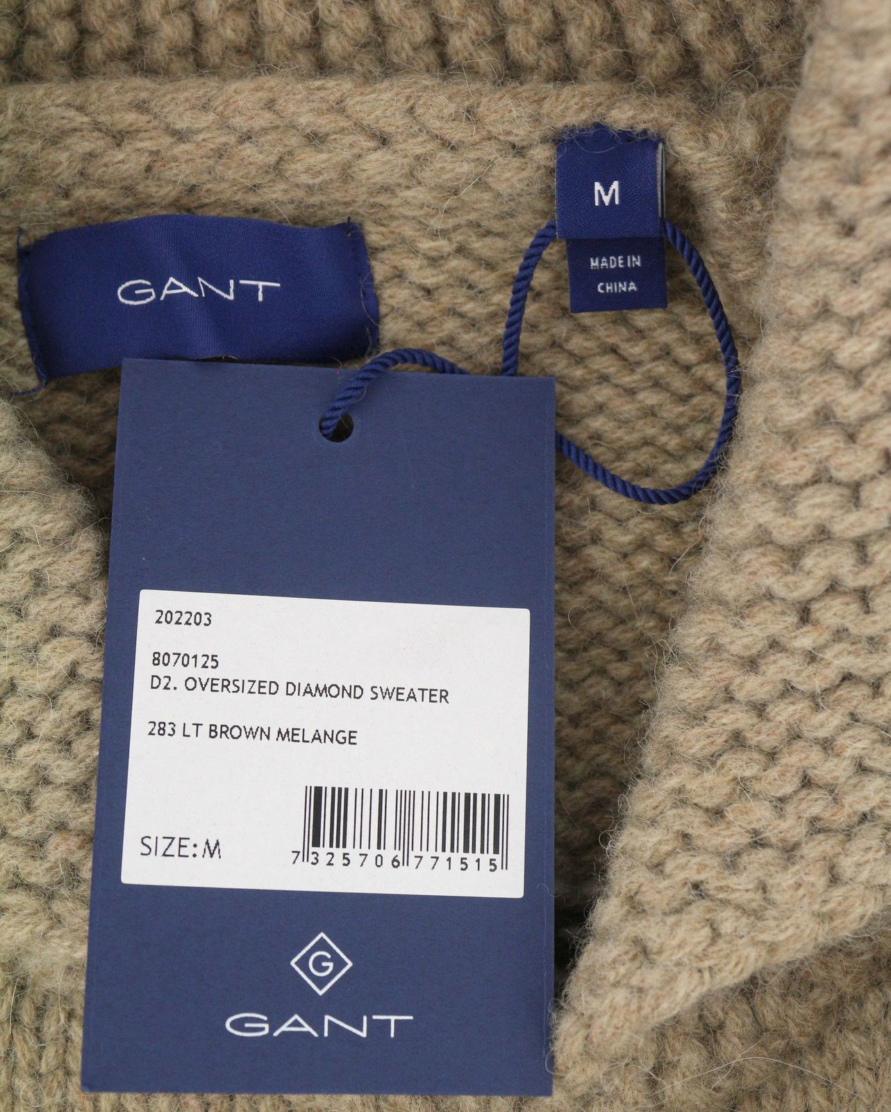 Gant OVERSIZED DIAMOND M Brown Melange Wool Alpaca Jumper 87245 Size US M / EU 48-50 / 2 - 8 Thumbnail