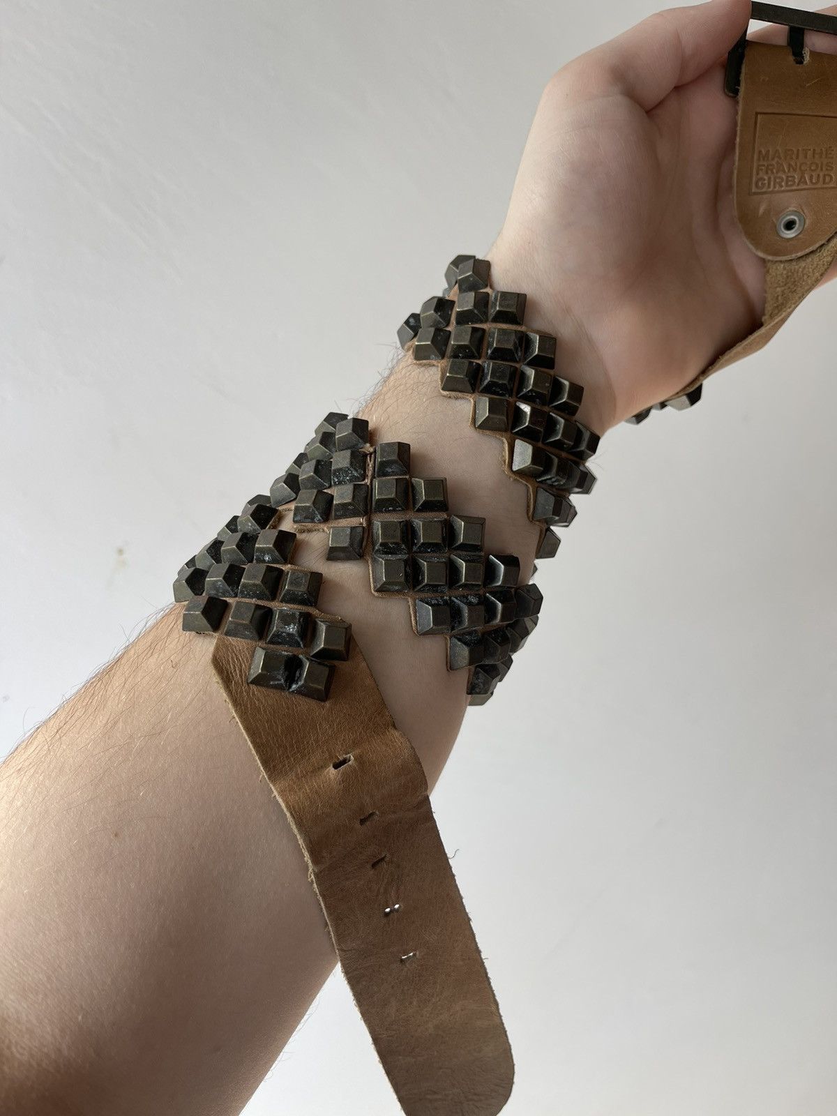 Marithe + Francois Girbaud Marithe Francois Girbaud Pyramid Stud Leather Belt Brown Size ONE SIZE - 4 Thumbnail