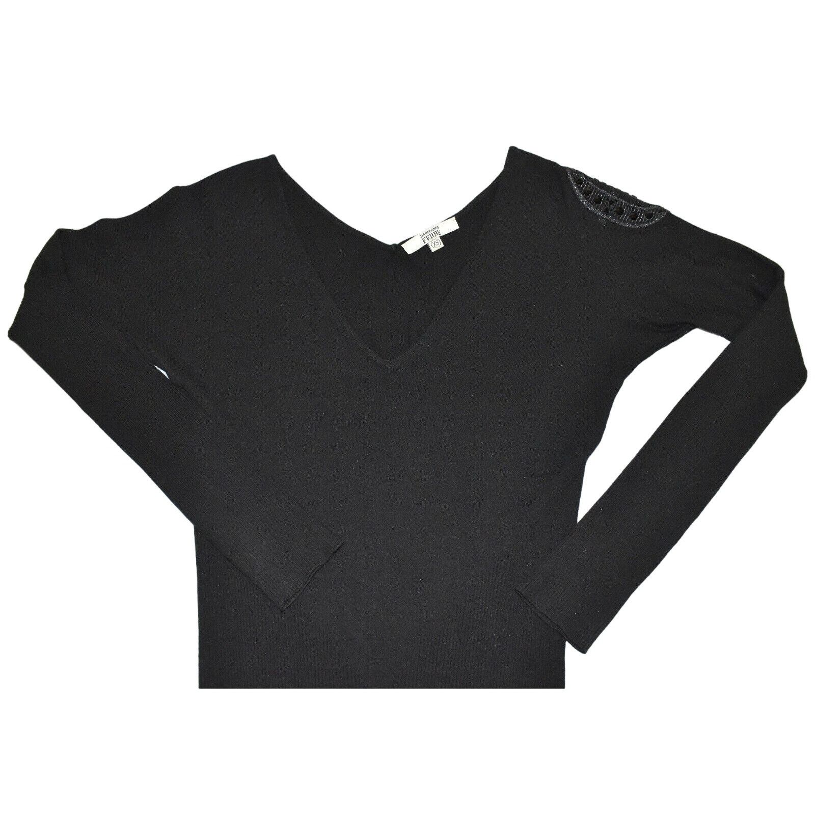 Gianfranco Ferre GIANFRANCO FERRE Black Ribbed Knit Crystal Logo Dress Sz XS Size XS / US 0-2 / IT 36-38 - 3 Thumbnail