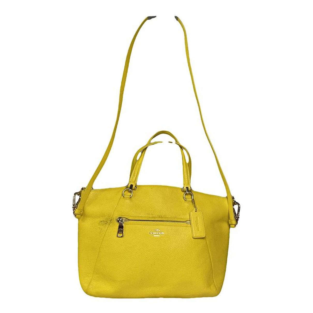 Coach Signature Sufflette Yellow Leather Handbag Size ONE SIZE - 1 Thumbnail