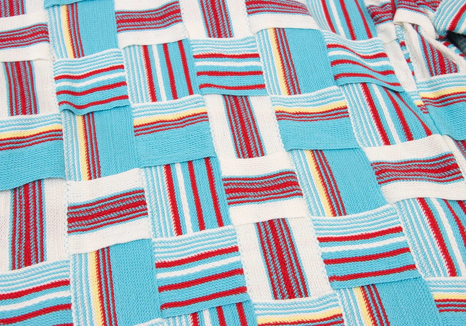 Issey Miyake Cotton Stripe Knit Patchwork Design Jacket in White and Blue Size US XL / EU 56 / 4 - 17 Thumbnail