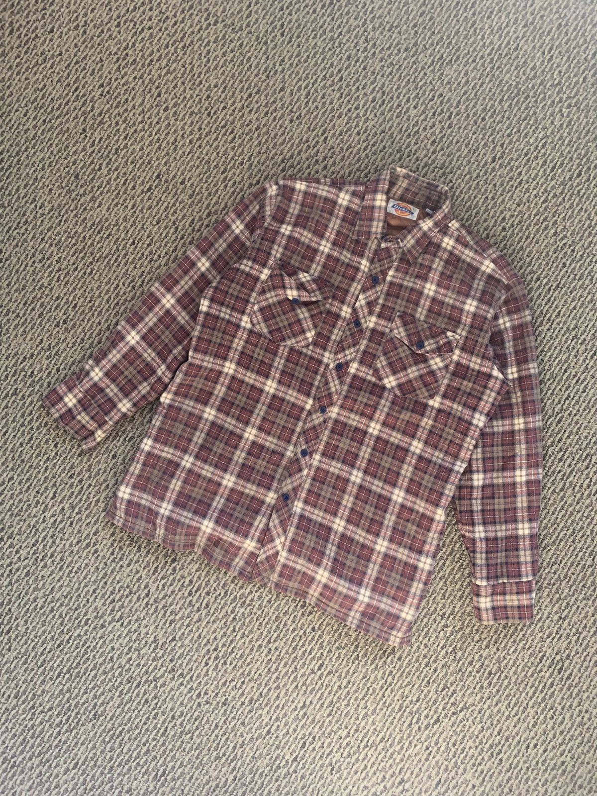 Dickies Vintage 1980's Dickies Brown Plaid Padded Button Up Flannel Size US L / EU 52-54 / 3 - 3 Thumbnail