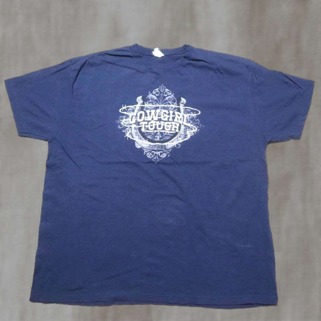 Vintage VINTAGE Cowgirl Tough Navy Blue Graphic Tee Shirt Horseshoe Ladies Womens 2x Bay Island Sportswear Blue 90s Concert Casual Womens Shirt 2xXX? Size XXL / US 16-18 / IT 52-54 - 1 Thumbnail