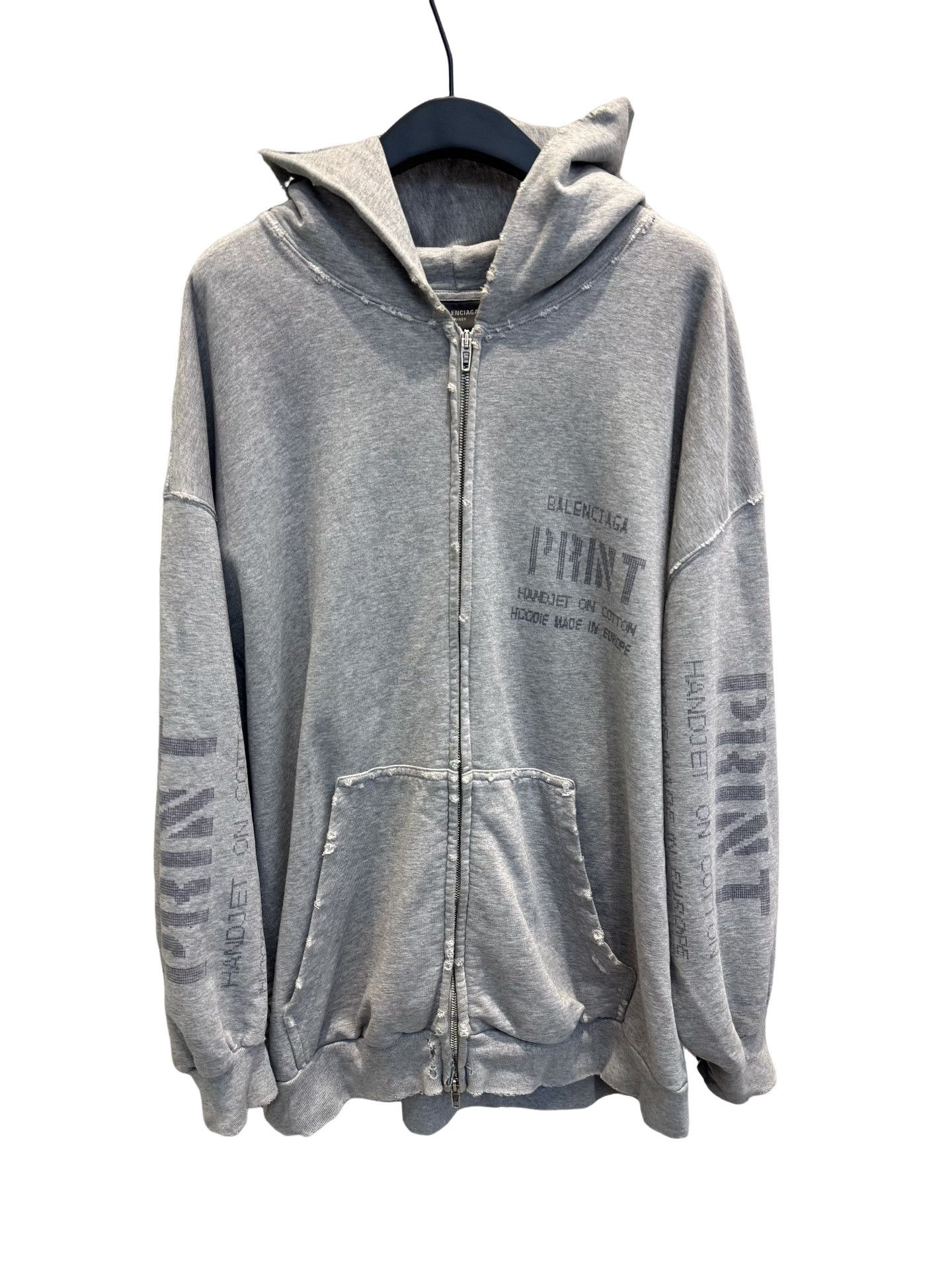Balenciaga Balenciaga Print Distressed Zip Hoodie Size L Size US L / EU 52-54 / 3 - 1 Thumbnail