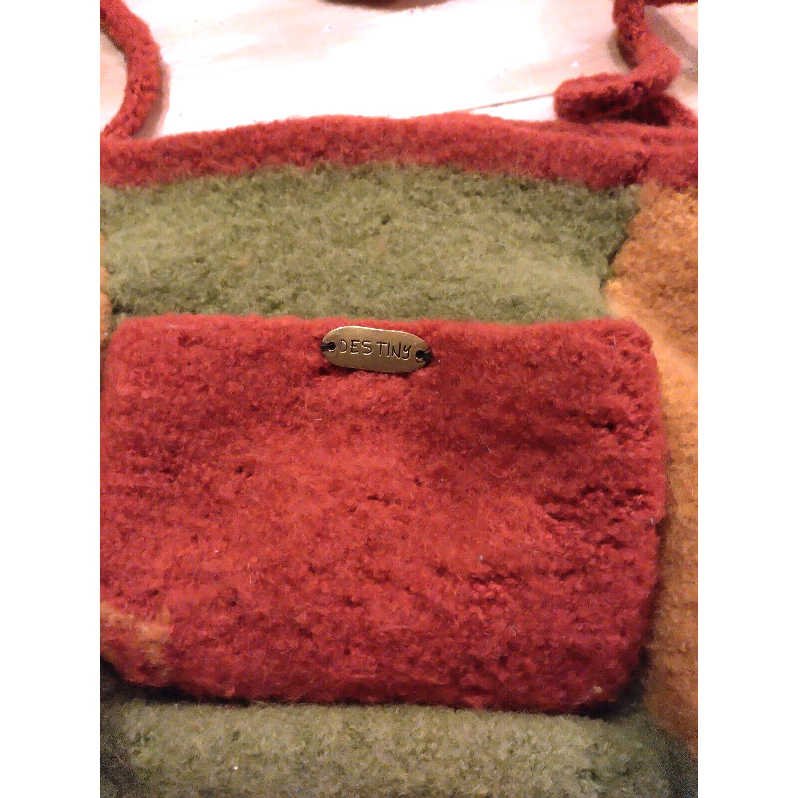 The Unbranded Brand Wool Bucket Handbag Double Straps Outside Pocket Orange Size ONE SIZE - 4 Thumbnail