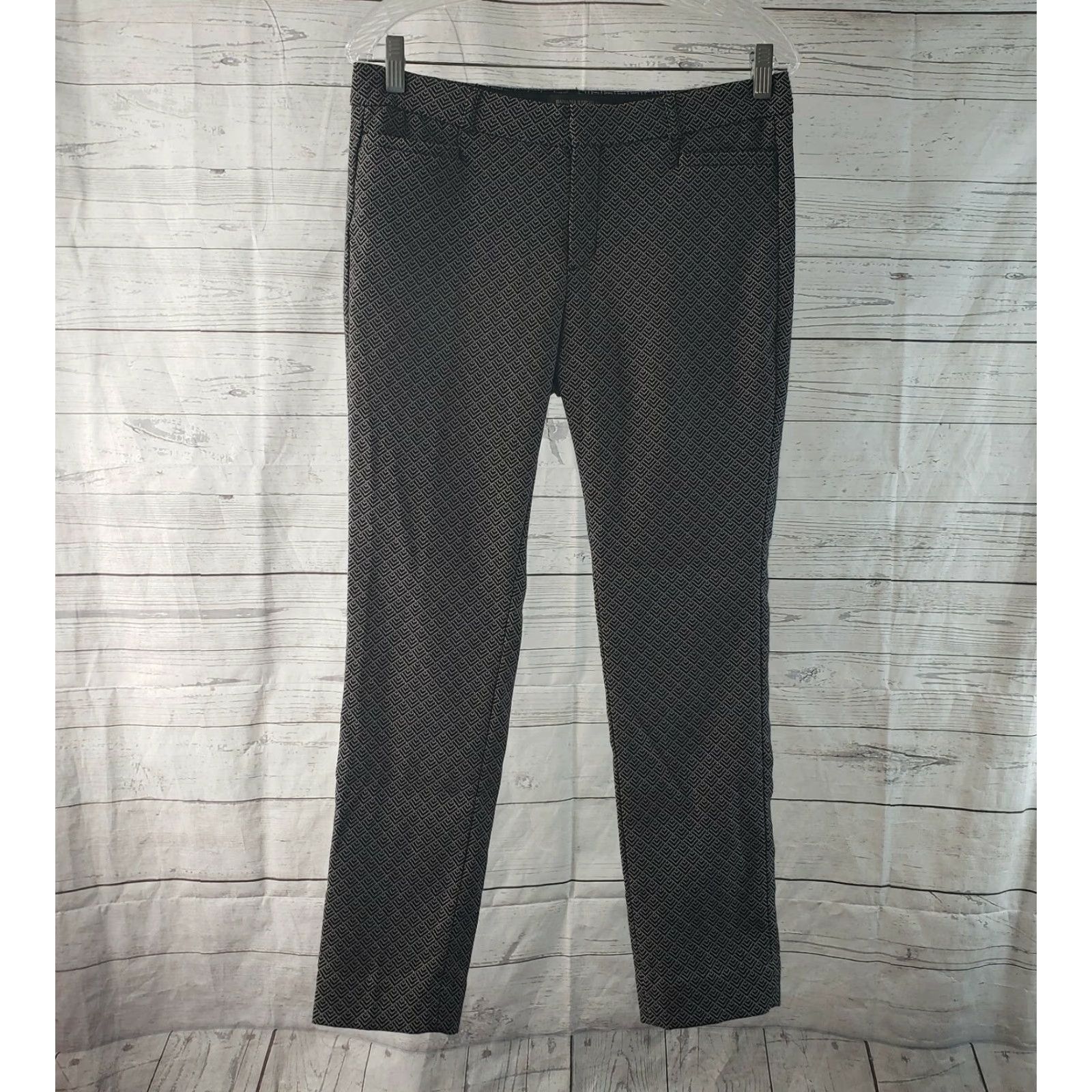 Banana Republic Banana Republic Sloan Pants Womens Sz 6 Black White Ankle 27in Inseam Rayon Blend Geometric Dress Business Casual Slim Size 28" / US 6 / IT 42 - 2 Thumbnail