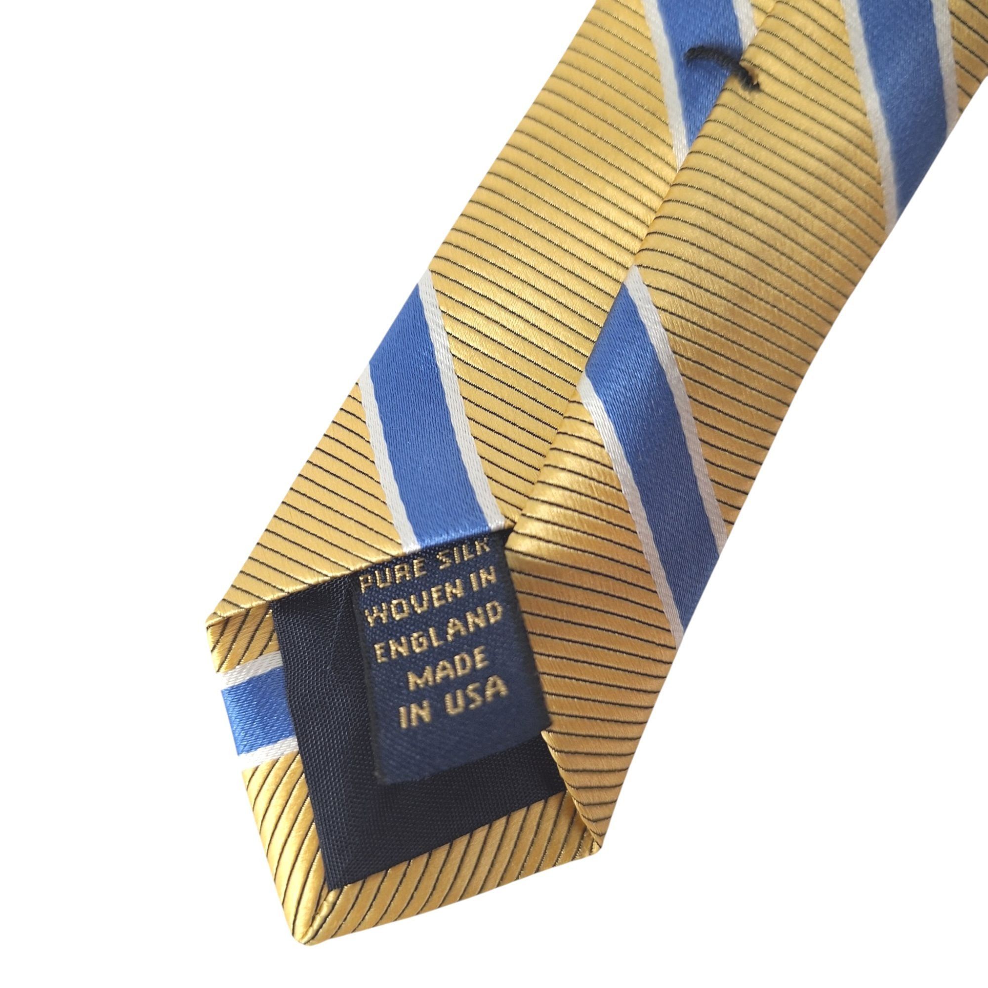 Brooks Brothers Brooks Brothers Gold Blue Striped Silk Tie Preppy Quiet Luxu Size ONE SIZE - 8 Thumbnail