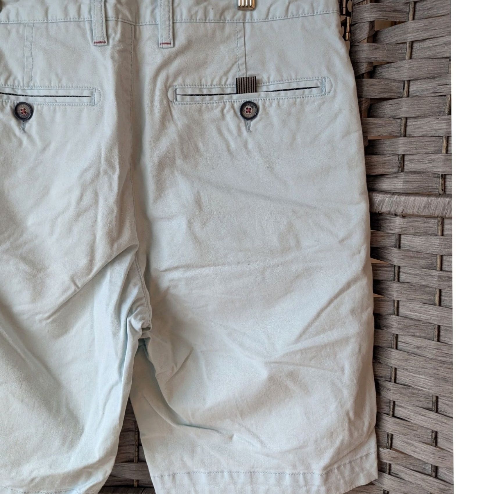 Ted Baker Ted Baker Chino Shorts Mens 30 Mint Green Solid Flat Front 9 in Inseam Cotton Blend Pockets Button Closure Casual Travel Summer Size US 30 / EU 46 - 3 Thumbnail