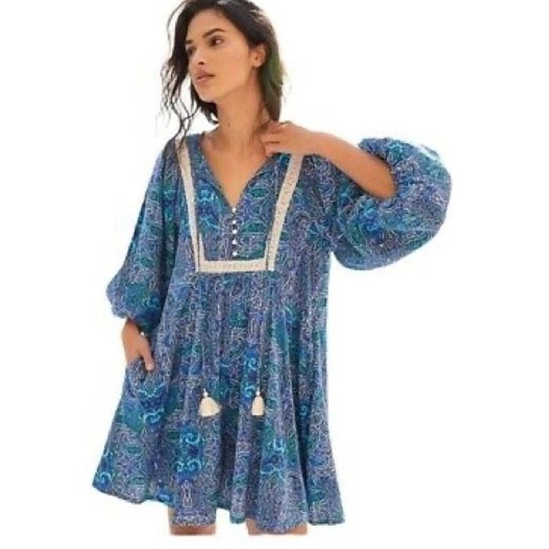 Anthropologie ANTHROPOLOGIE Romper LISSA Shorts Balloon Sleeves Paisley Size XS / US 0-2 / IT 36-38 - 1 Thumbnail