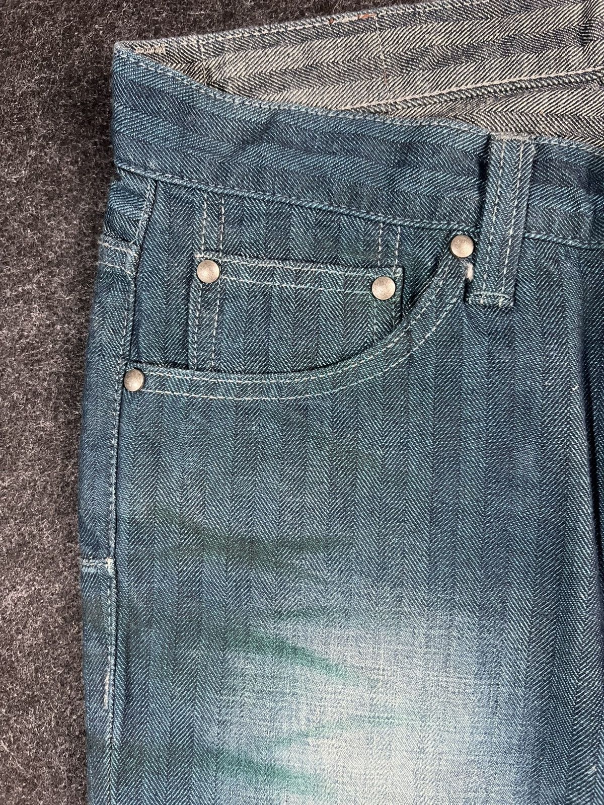 Tornado Mart Tornado Mart Blue Stone Washed Like Waxed Jeans Size US 31 - 4 Thumbnail