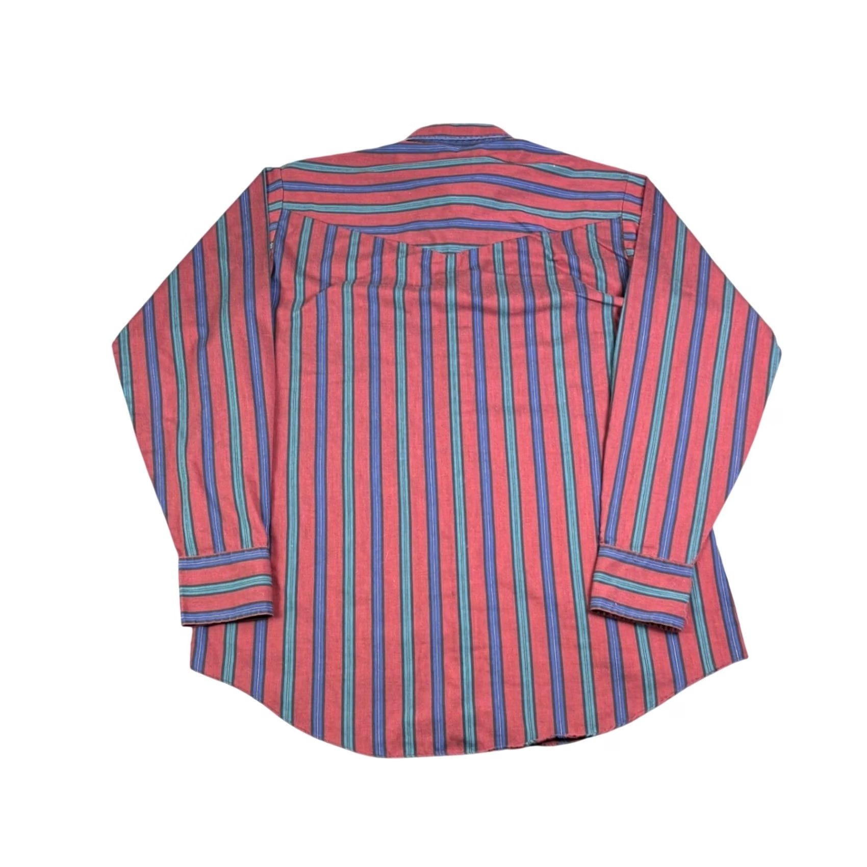 Vintage Ely Cattleman Mens Tall Large Snap Shirt Red Blue Striped Casual Workwear Size US L / EU 52-54 / 3 - 2 Thumbnail