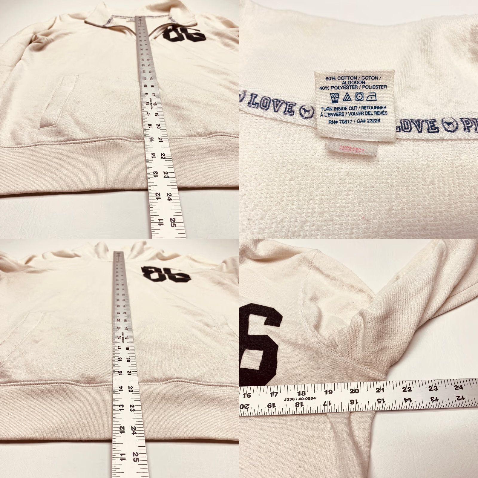 Victoria's Secret Victoria's Secret Sweatshirt Womens Large White Logo 86 7616 1/4 Zip Size L / US 10 / IT 46 - 8 Thumbnail