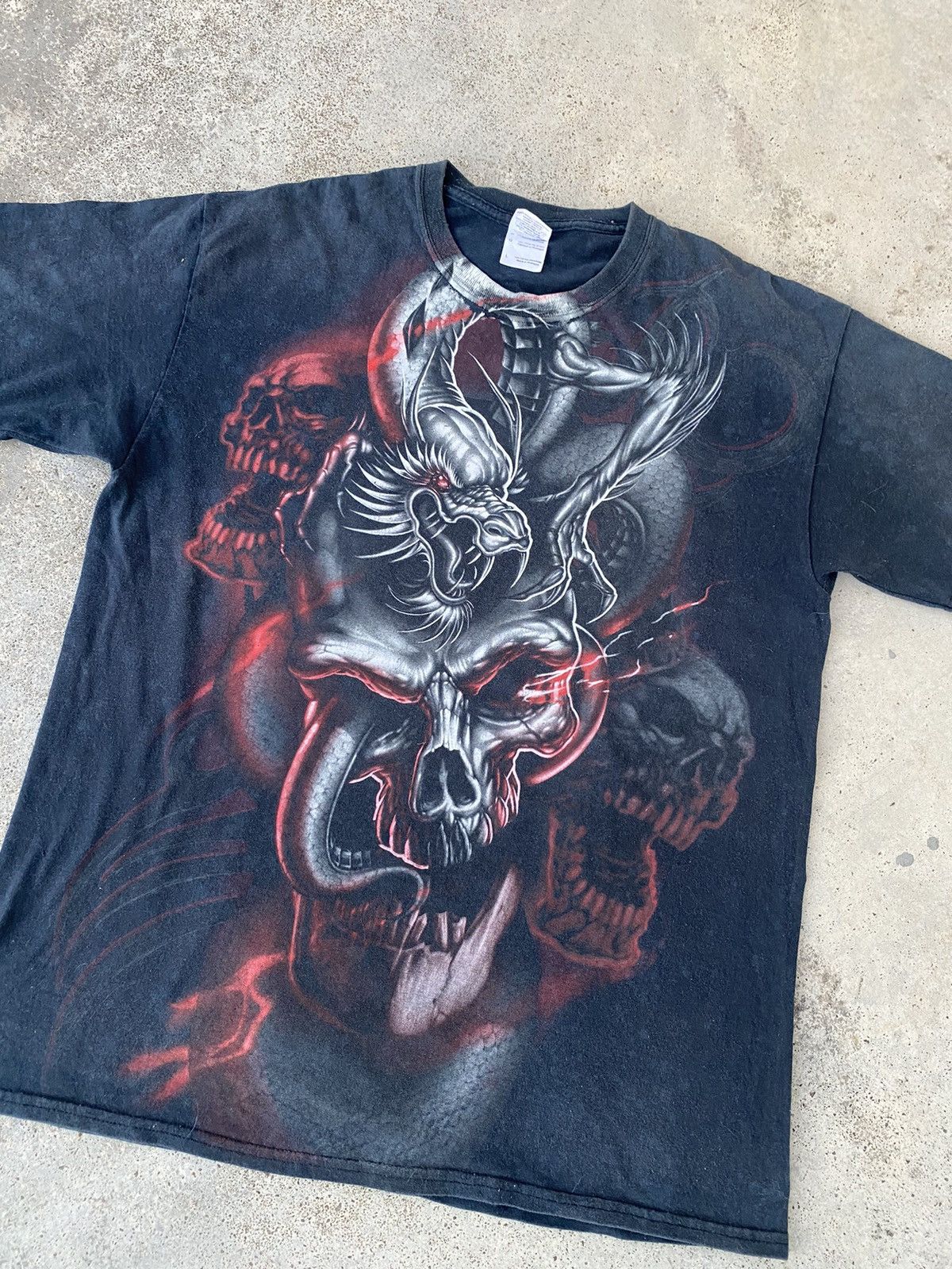 Affliction Vintage Y2K Dragon & Skull All Over Print Shirt Size US L / EU 52-54 / 3 - 2 Thumbnail