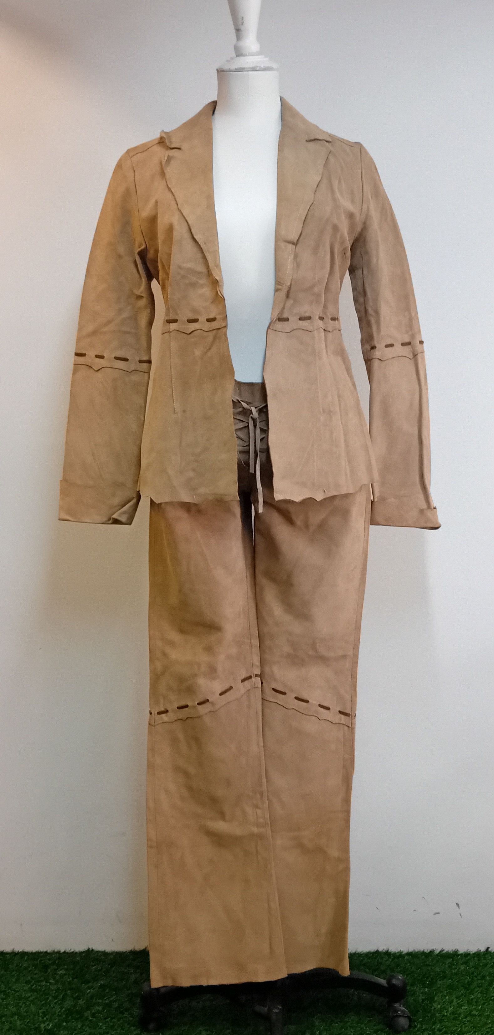 Other A°B°/SOUL° Archive Nude Suede Leather Suit (Blazer+Pants) Size S / US 4 / IT 40 - 1 Thumbnail