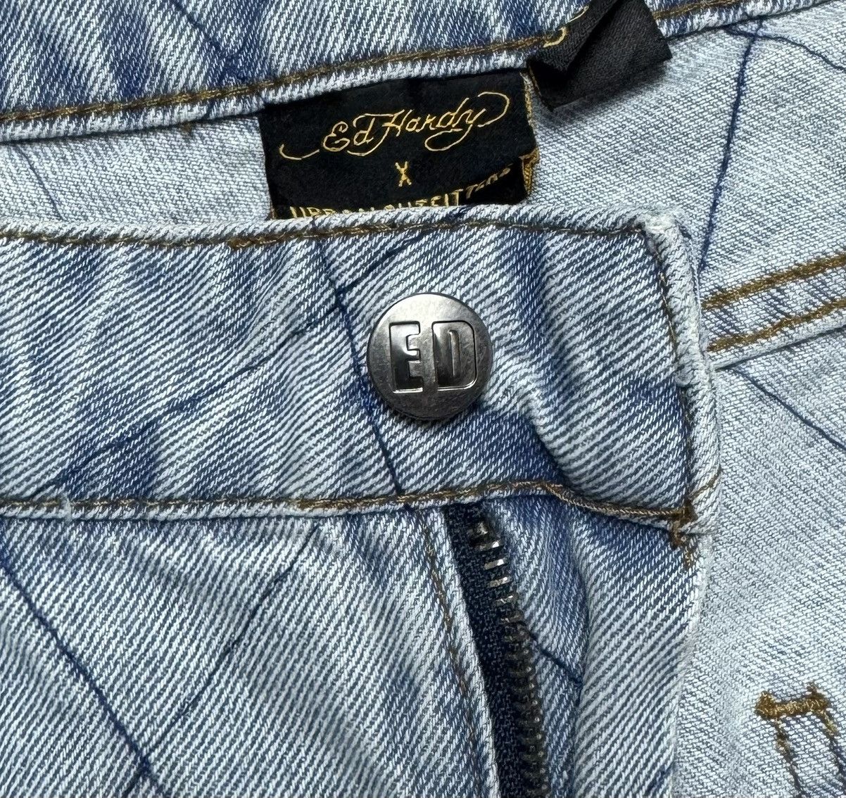 Ed Hardy Ed Hardy X Urban Outfitters Distressed Denim Wide Leg Pants Size US 32 / EU 48 - 10 Thumbnail