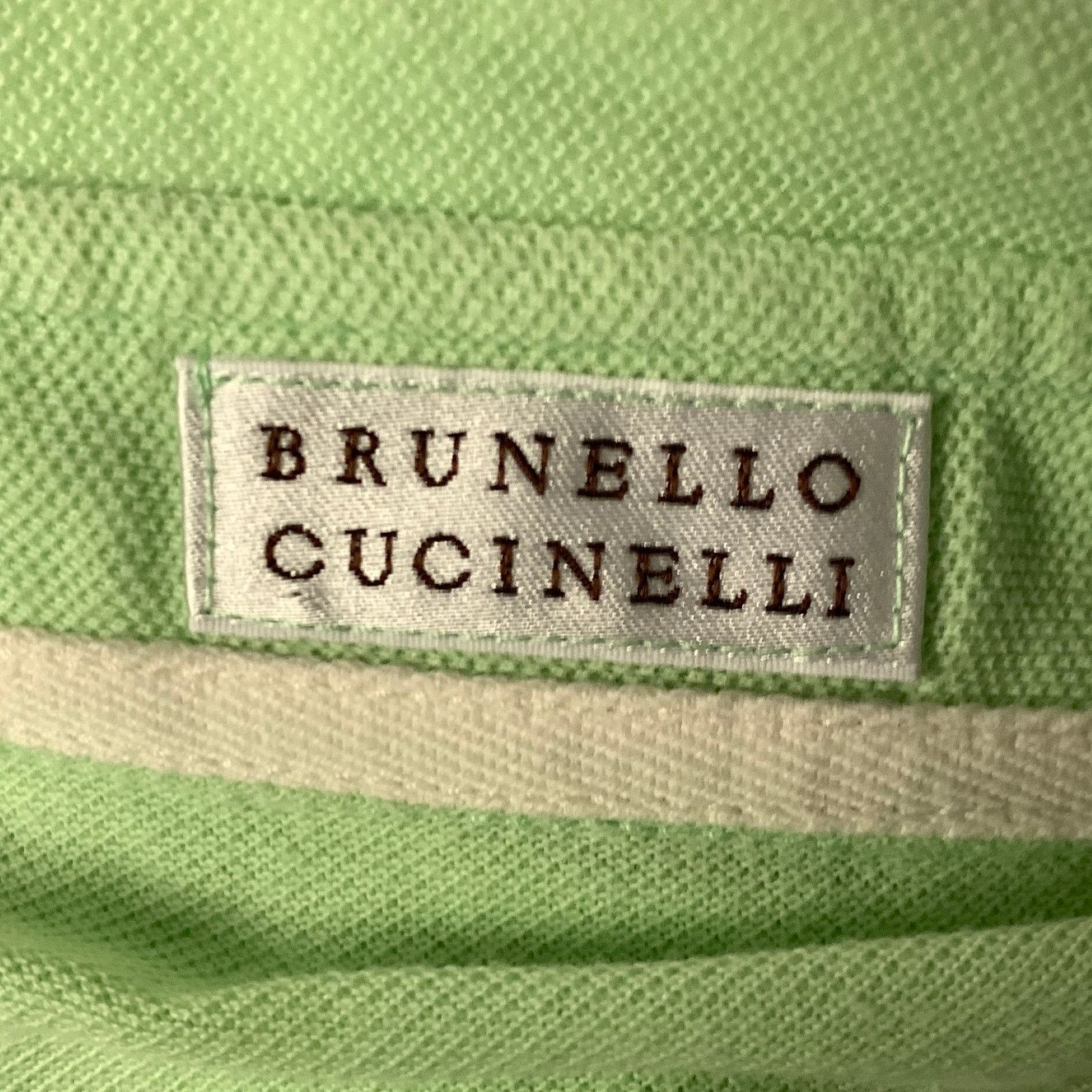 Brunello Cucinelli BRUNELLO CUCINELLI Size XL Green Neon Solid Cotton Polo Size US XL / EU 56 / 4 - 4 Thumbnail