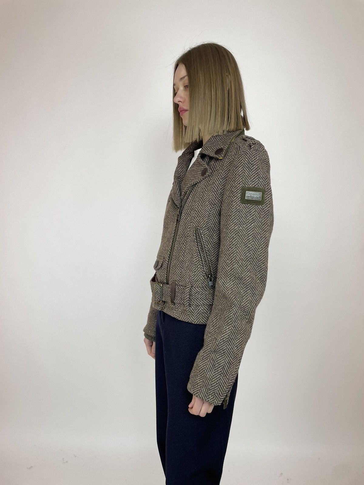 Superdry Superdry Double Black Label JAPANESE Tweed Biker Jacket Size L / US 10 / IT 46 - 3 Thumbnail