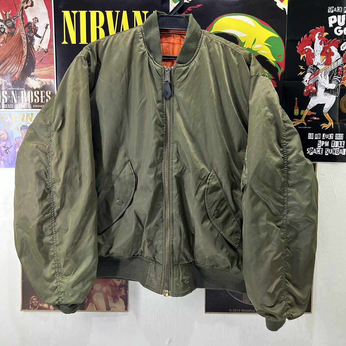 Vintage Vintage Military Style Bomber Jacket Army Green Size US XL / EU 56 / 4 - 1 Thumbnail